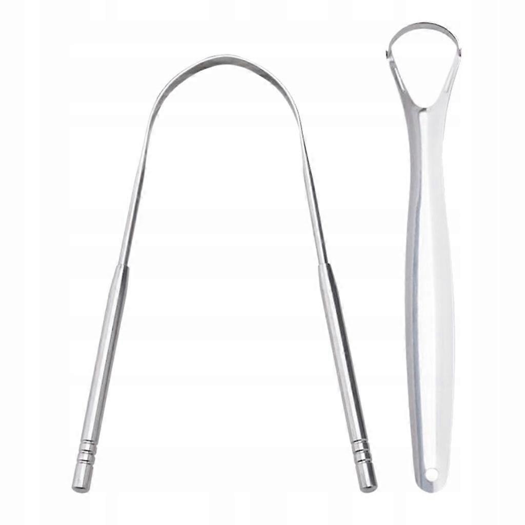 2 Pcs/set Stainless Steel Tongue Scraper For Cleaning