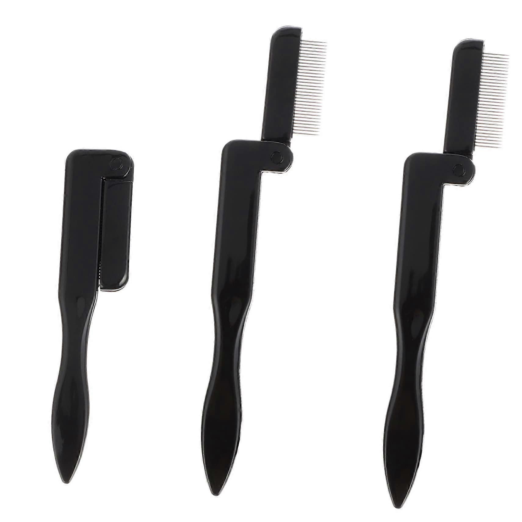 3sets Elegant Eyelash Comb Eyebrow Makeup Brush Smooth Application Folding Design Easy to Carry 3pcs3