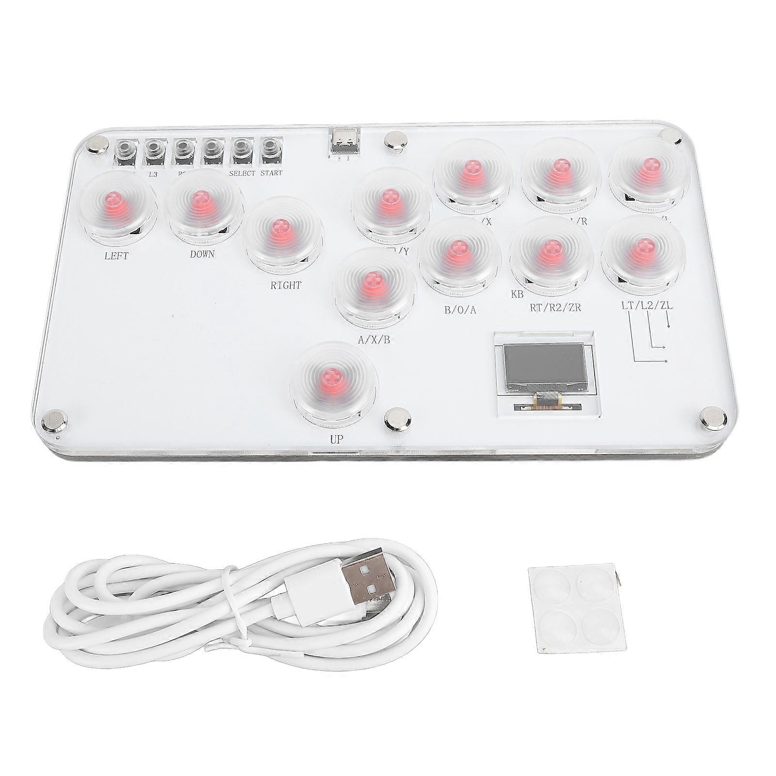 Controller di gioco senza leva Controller di combattimento senza leva in acrilico a 12 tasti fai-da-te con funzioni RGB e Turbo personalizzate per PS3 per Switch PC