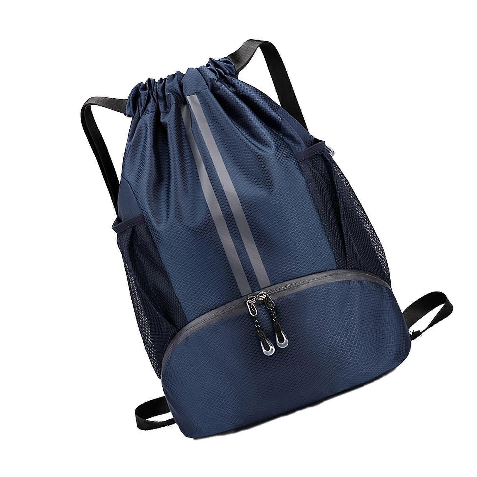 Basketball Bag With Shoe Compartment, Drawstring, Navy Blue, Training Backpack