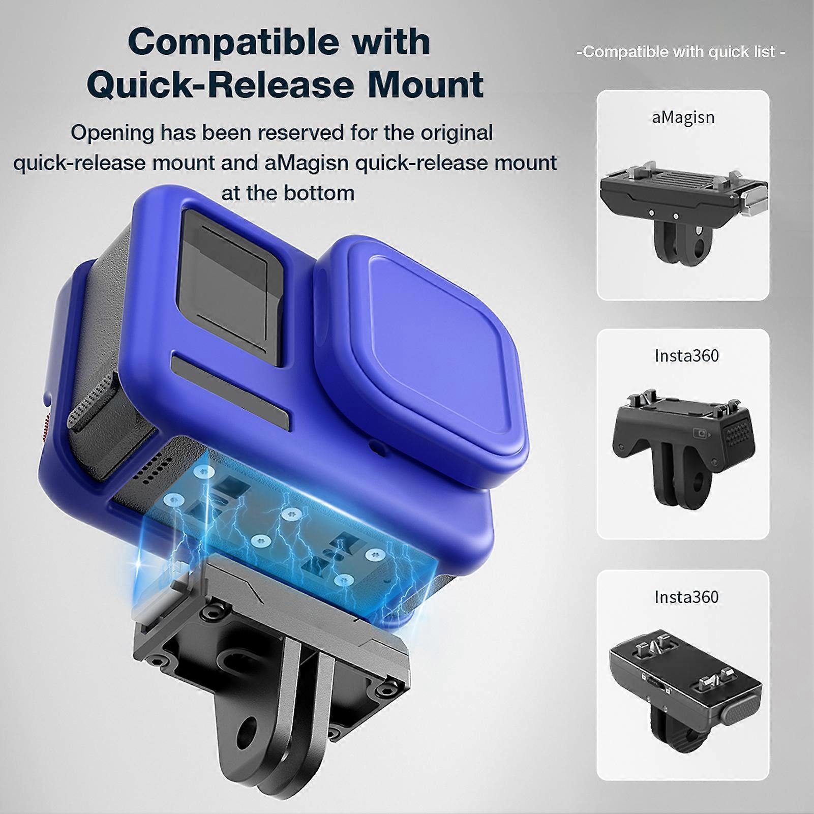 aMagisn AC19 Silicone Camera Protectiv Kit Camera Protector Case + Lense Cover + 2 Straps Compatible with Insta 360 Ace Pro Camera