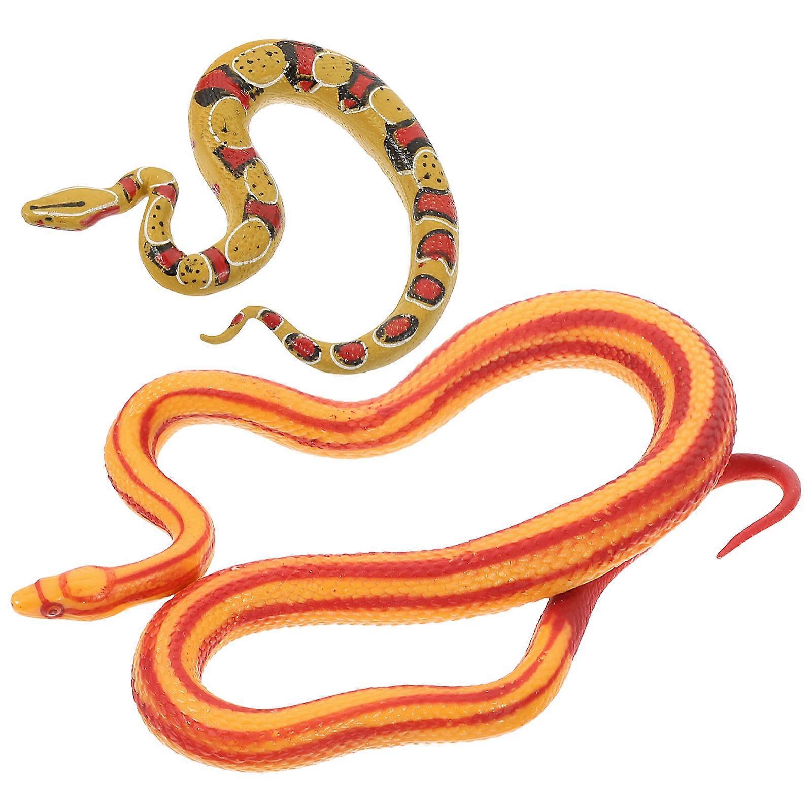 2pcs Simulation Snake Figurine Snake Figure Snake Toy Simulation Animal Model Prank Props