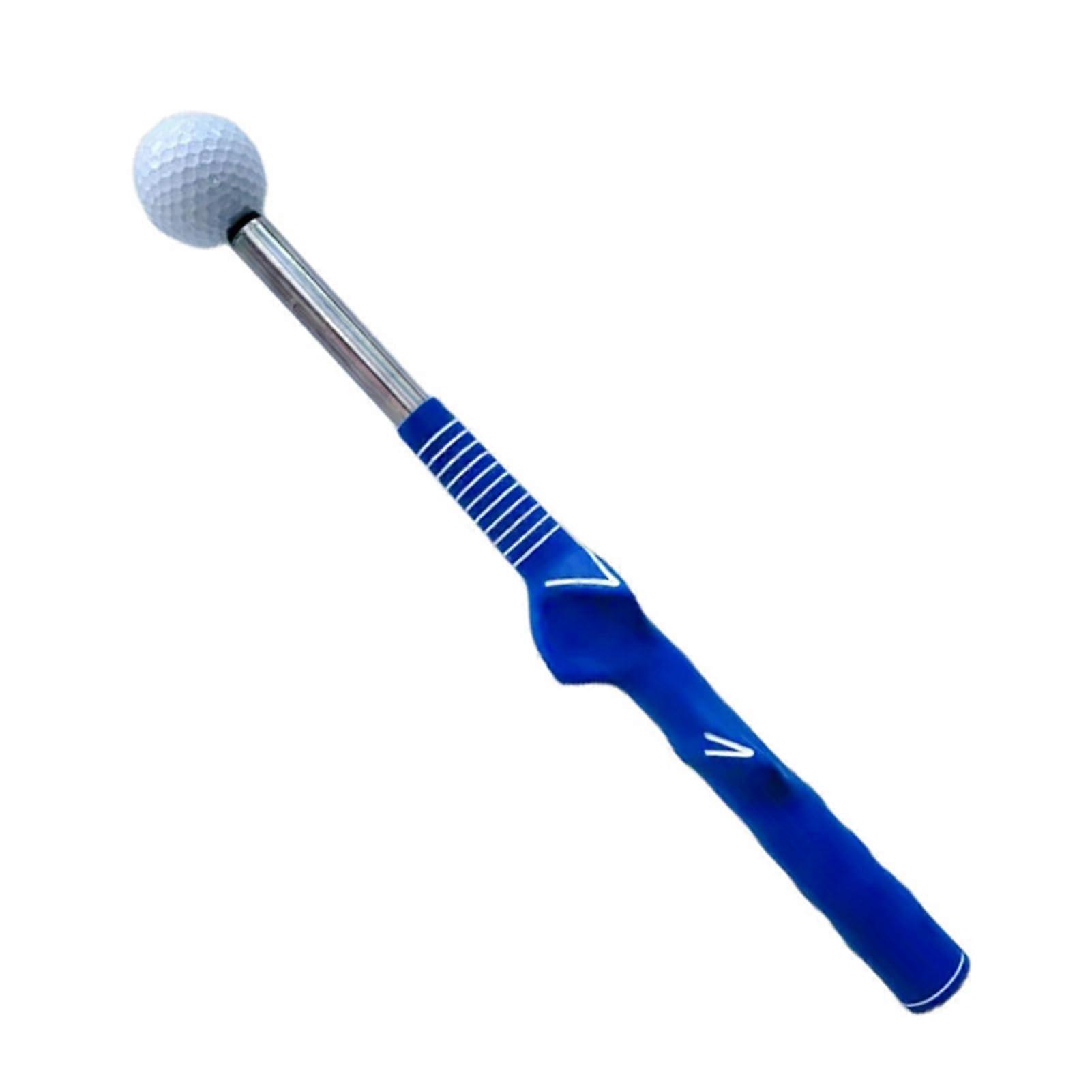 Golf Swing Trainer Telescopic Indoor Portable Ergonomic Swing Training Aid With Non Slip Rubber Handle Light Blue