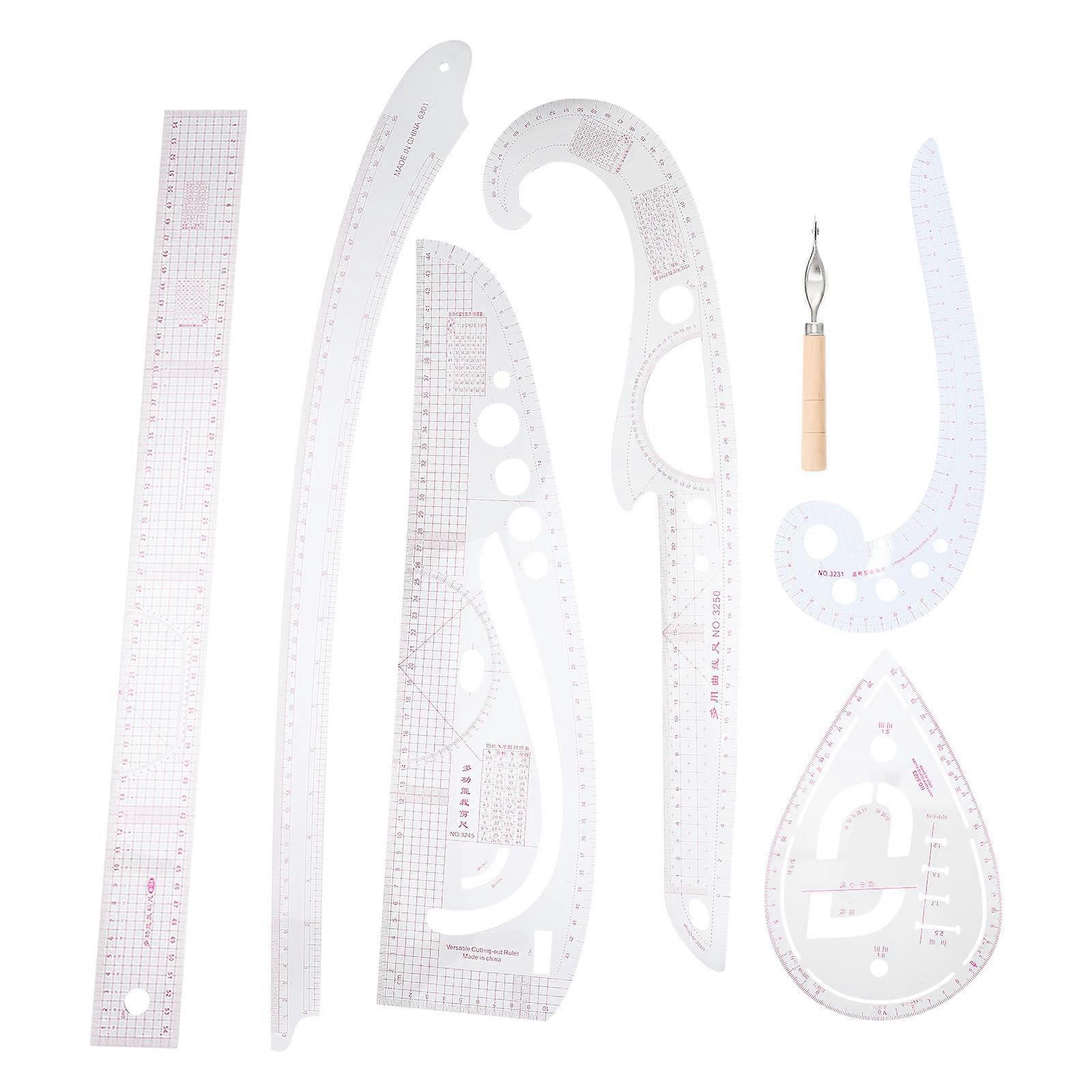 Cloth Measuring Ruler Multi Function Ruler Handmade Clothing Design Comma Shape For Students And Pattern Makers 0.1X5.1X60.5CM 1 Set