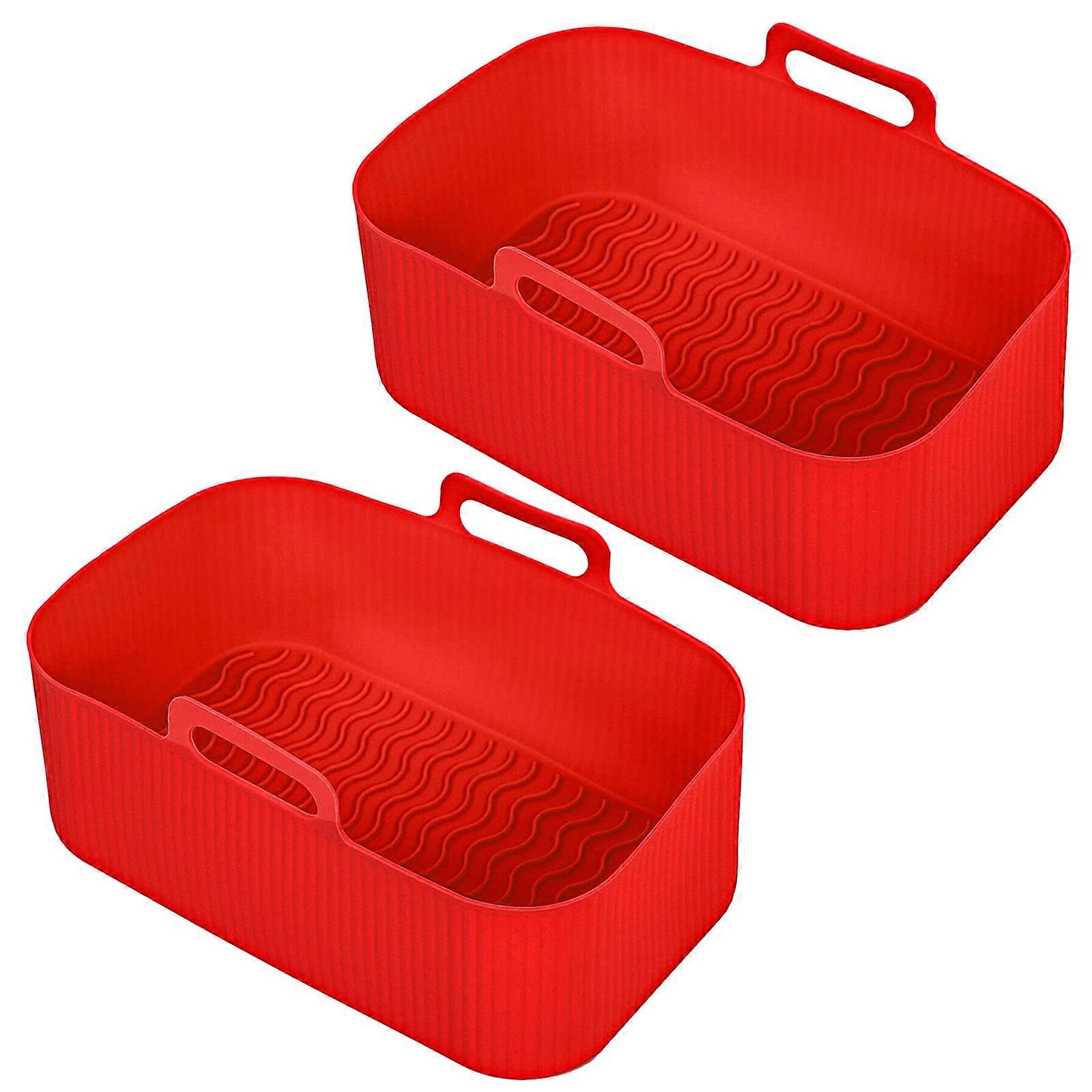 Basket Compatible with Ambiano Dual Air Fryer Silicone Drawer Insert (Pack of 2, Red)