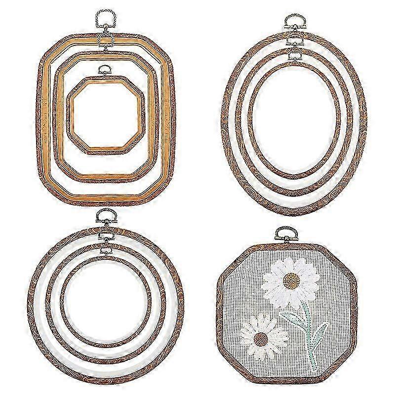 Embroidery Hoops Imitated Wood Display Frame Circle Oval Octagonal