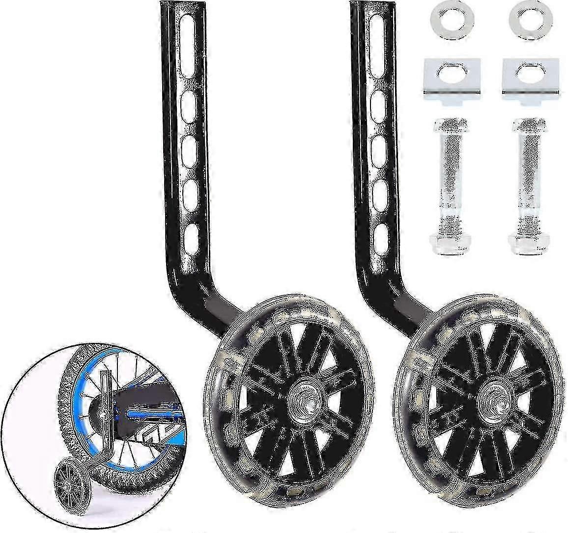 Bisiklet Eğitim Tekerlekleri, Çocuklar için 1 Çift Bisiklet Eğitim Tekerlekleri Siyah Bisiklet Stabilizatörleri Destek Tekerlekleri Erkek Kızlar