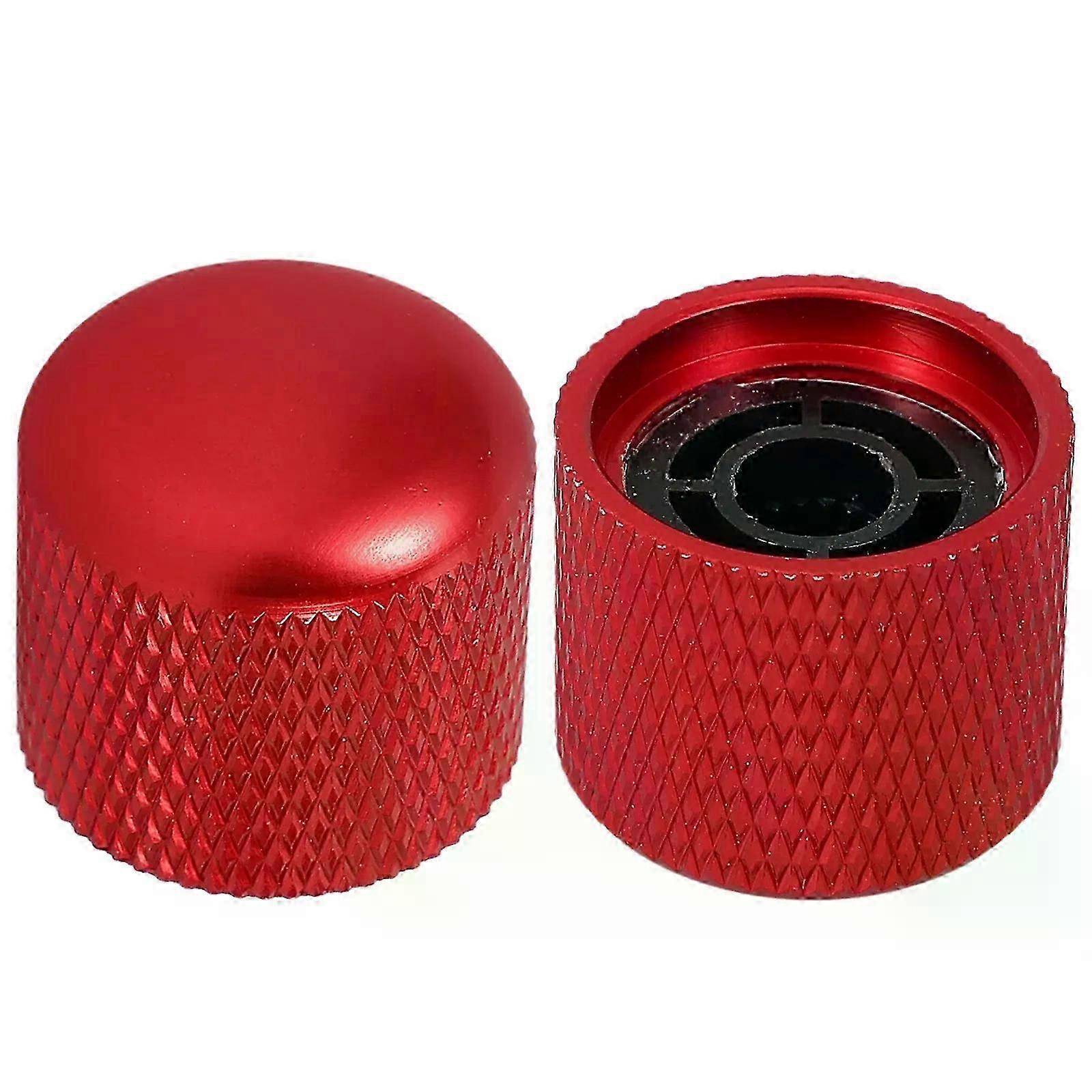 2 Pcs Bass Guitar Volume Knob Metal Knobs Component Electric Replacement Parts Red