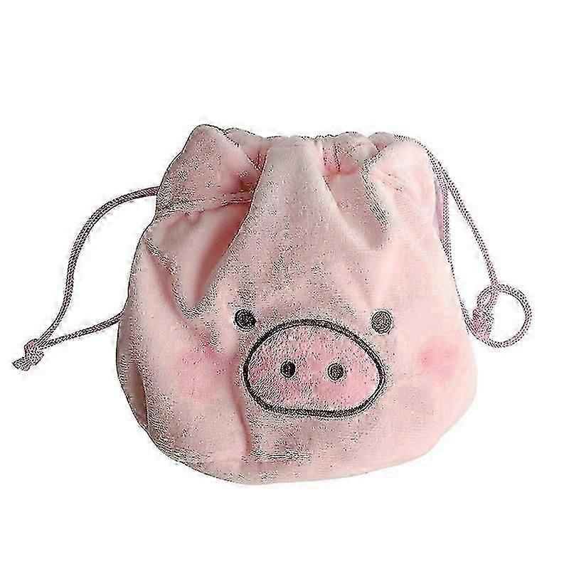 1 Pack Cute Fluffy Piglet Makeup Bag, Drawstring Tote Bag