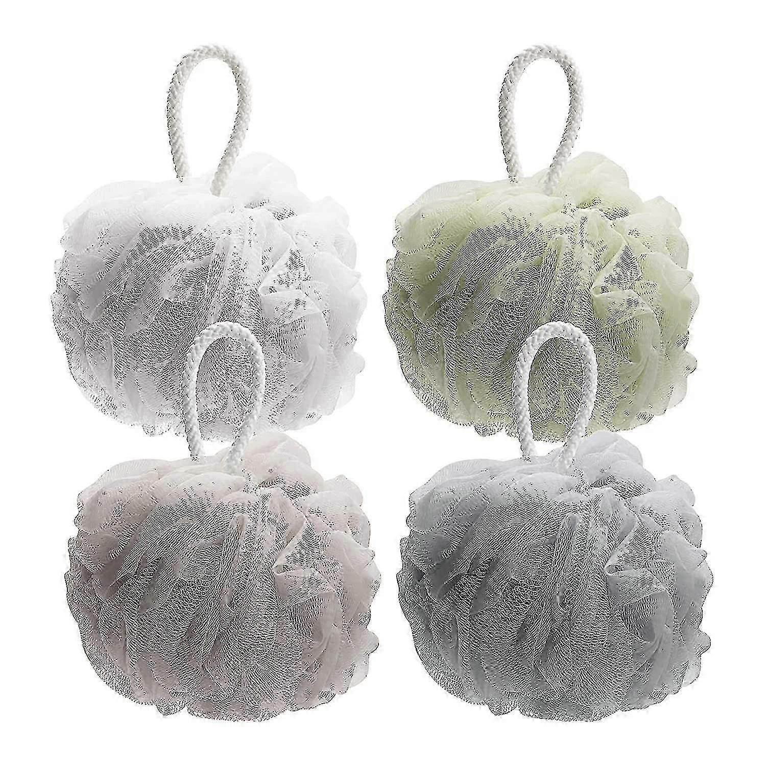 4 Pack Bath Sponge - Body Exfoliating Shower Ball Shower Sponge