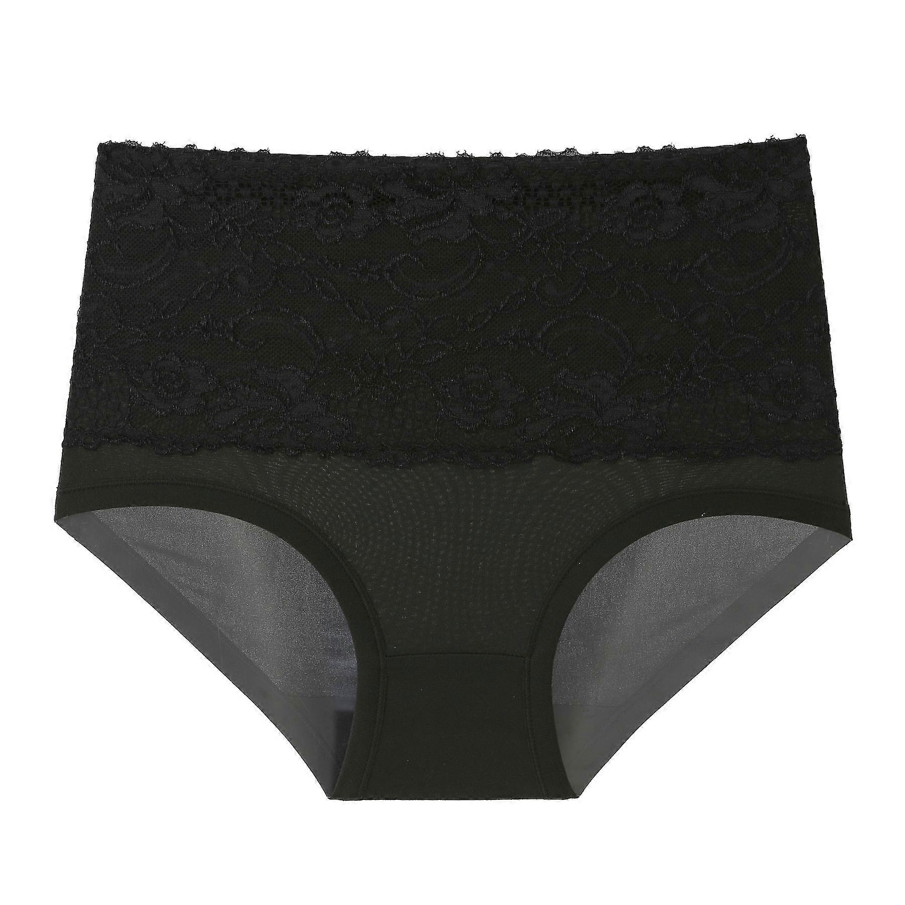 Solid Color High Waist Lace Panties