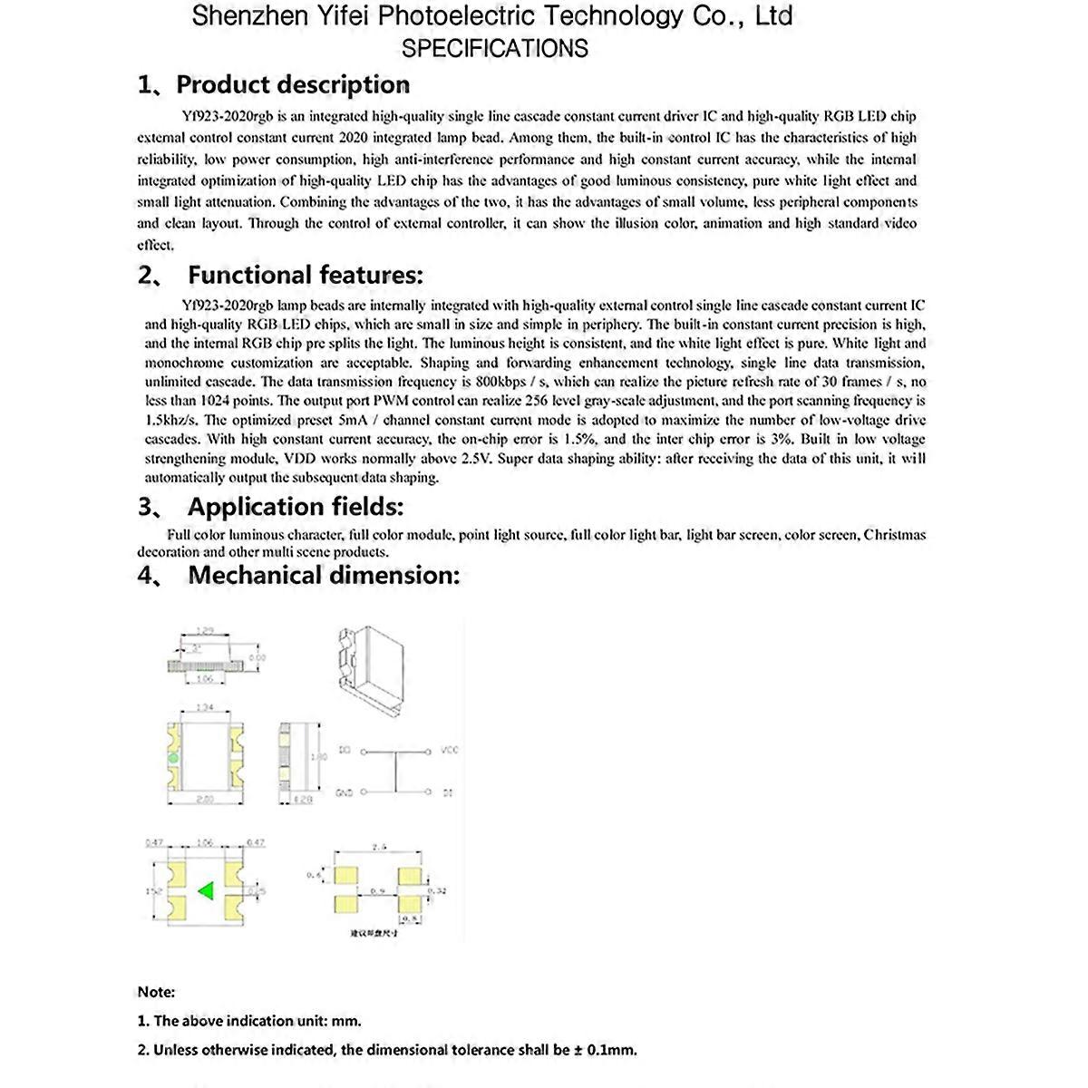 100PCS DC5V WS2812 2020 LED Chip Mini SMD Addressable Digital RGB