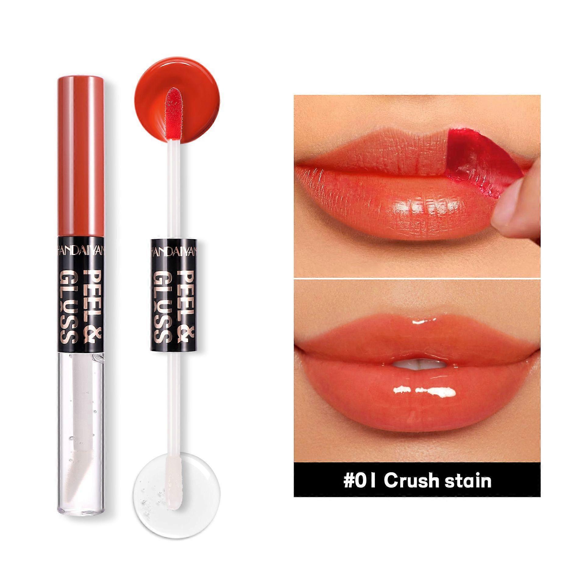 Peel-off Lip Liner Stain & Gloss Set, 2 In 1 Double-end Matte + Mirror Long-Lasting Peel Off Lip Gloss, Waterproof & Transfer-Proof Matte Lip Tattoo,