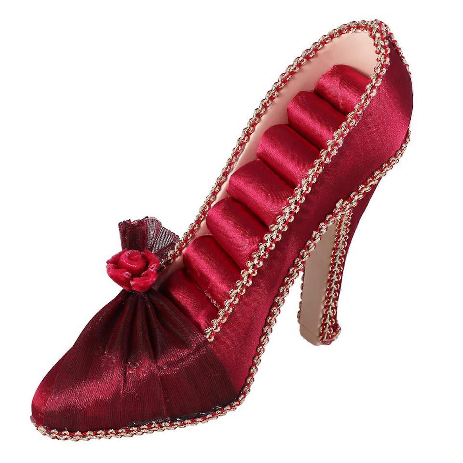 Sparkling Shoe Shape Jewelry Holder Stand with Multiple Storage Compartments Suitable for Earrings Rings and Necklaces