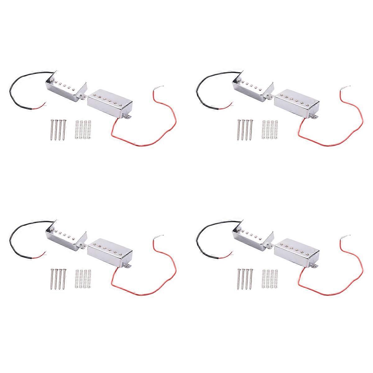 Set of 4 Electric Guitar Humbucker Pickup Neck Bridge Pickups for LP Guitar Accessories Chrome