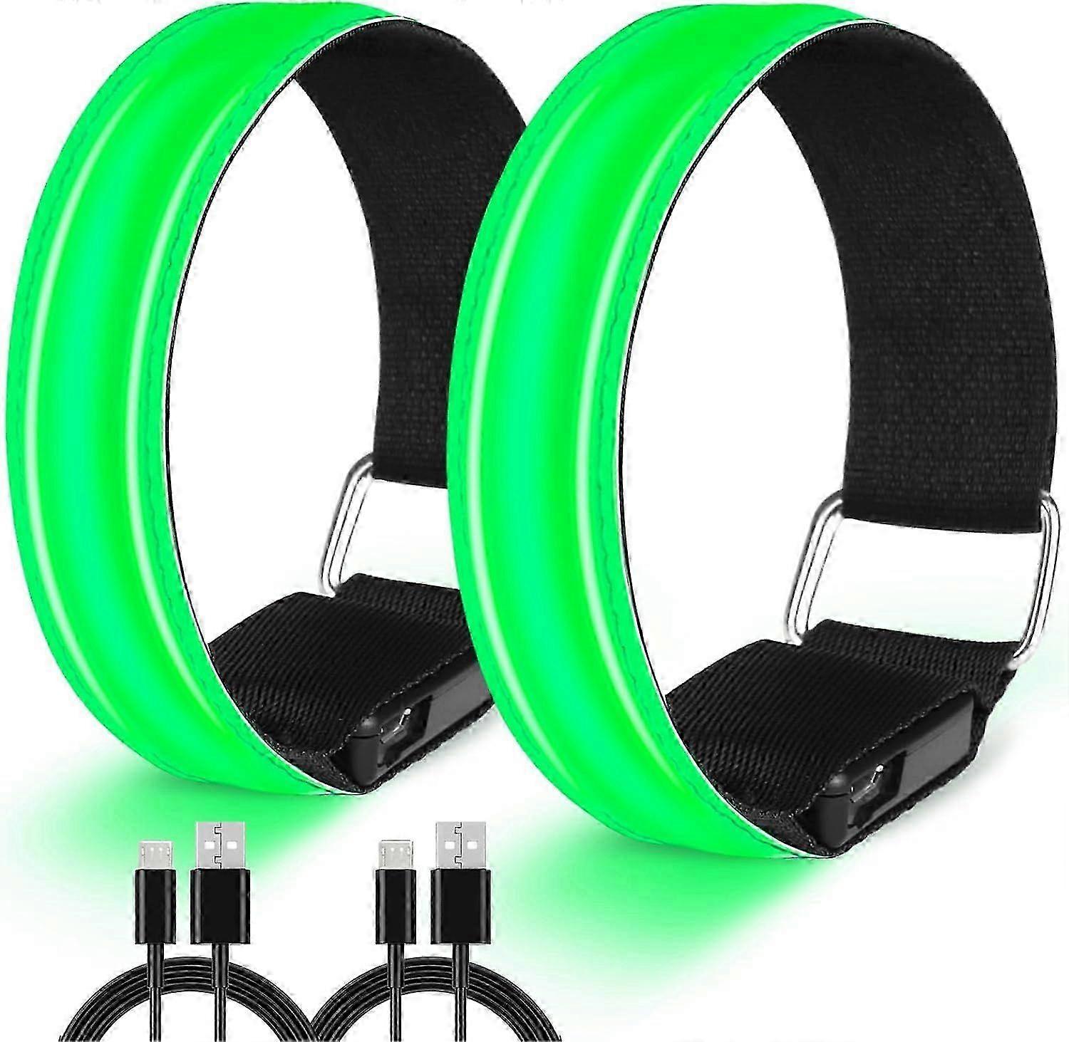 Rechargeable LED Armbands, High Visibility Flashing Reflective Lights for Runners, 2 Pack