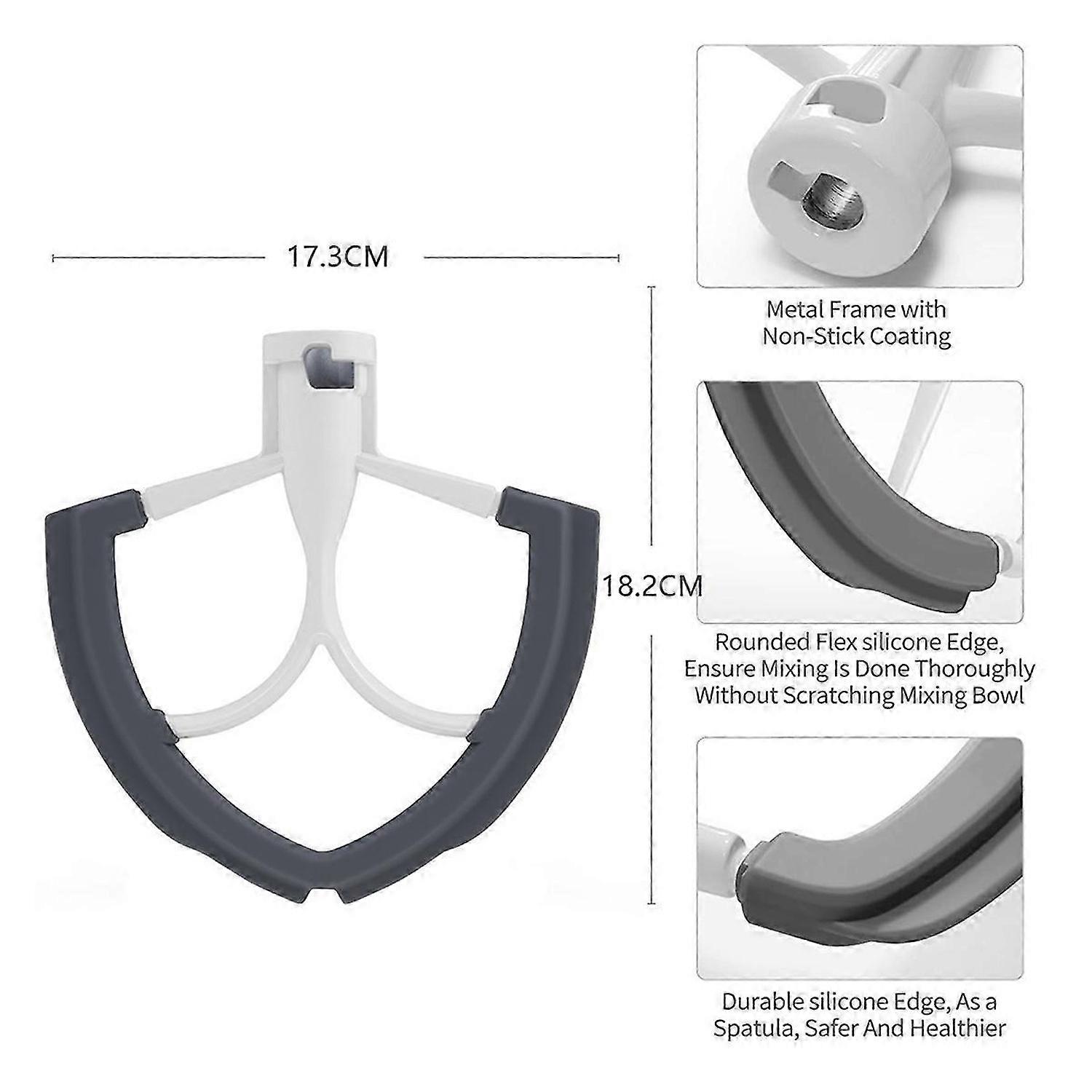Flex Edge Beater for KitchenAid 6 QT Bowl-Lift Stand Mixer, Flat Beater Paddle with Flexible Silicon