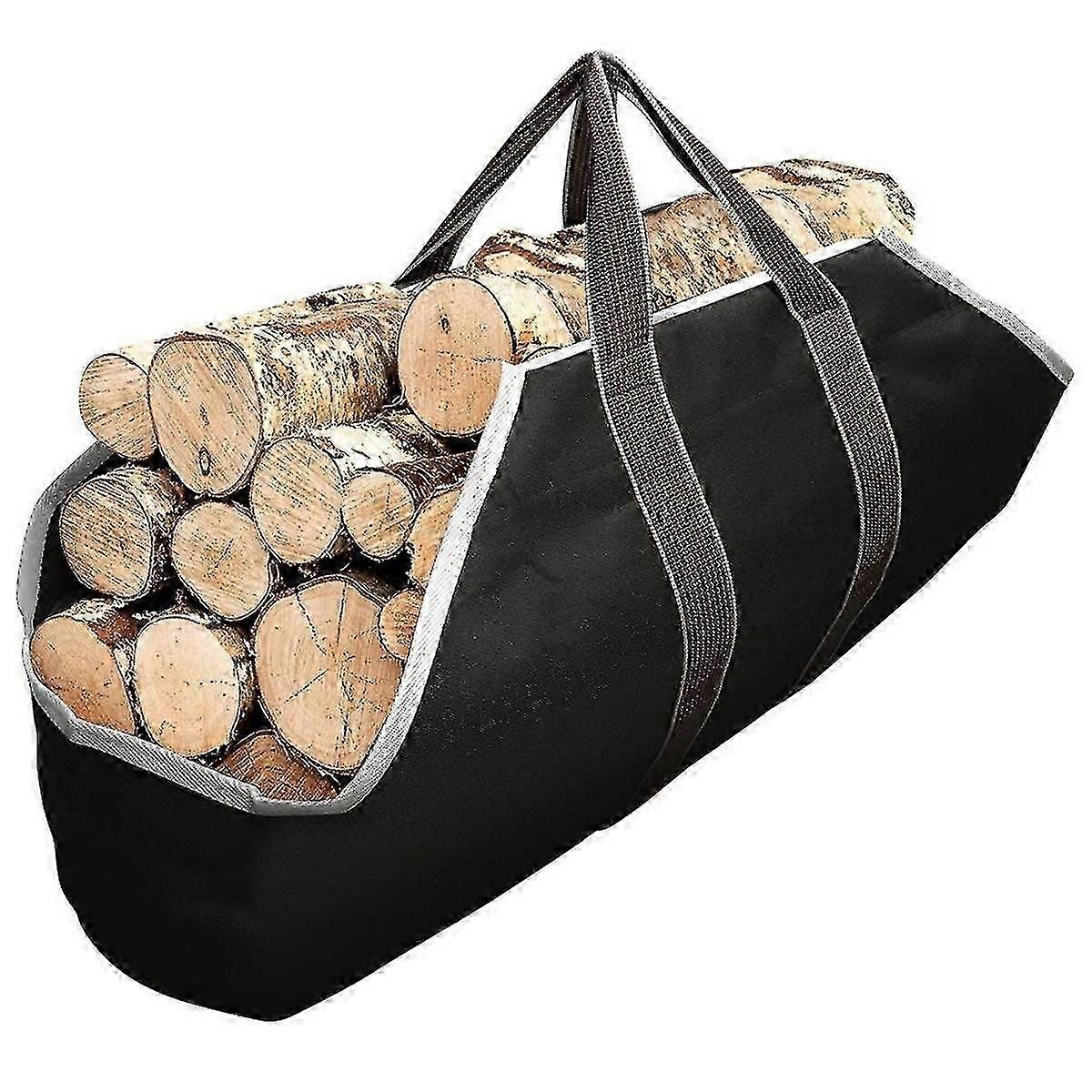 Large Canvas Firewood Carrier Log Tote Bag Indoor Fireplace Log Carrier Holders