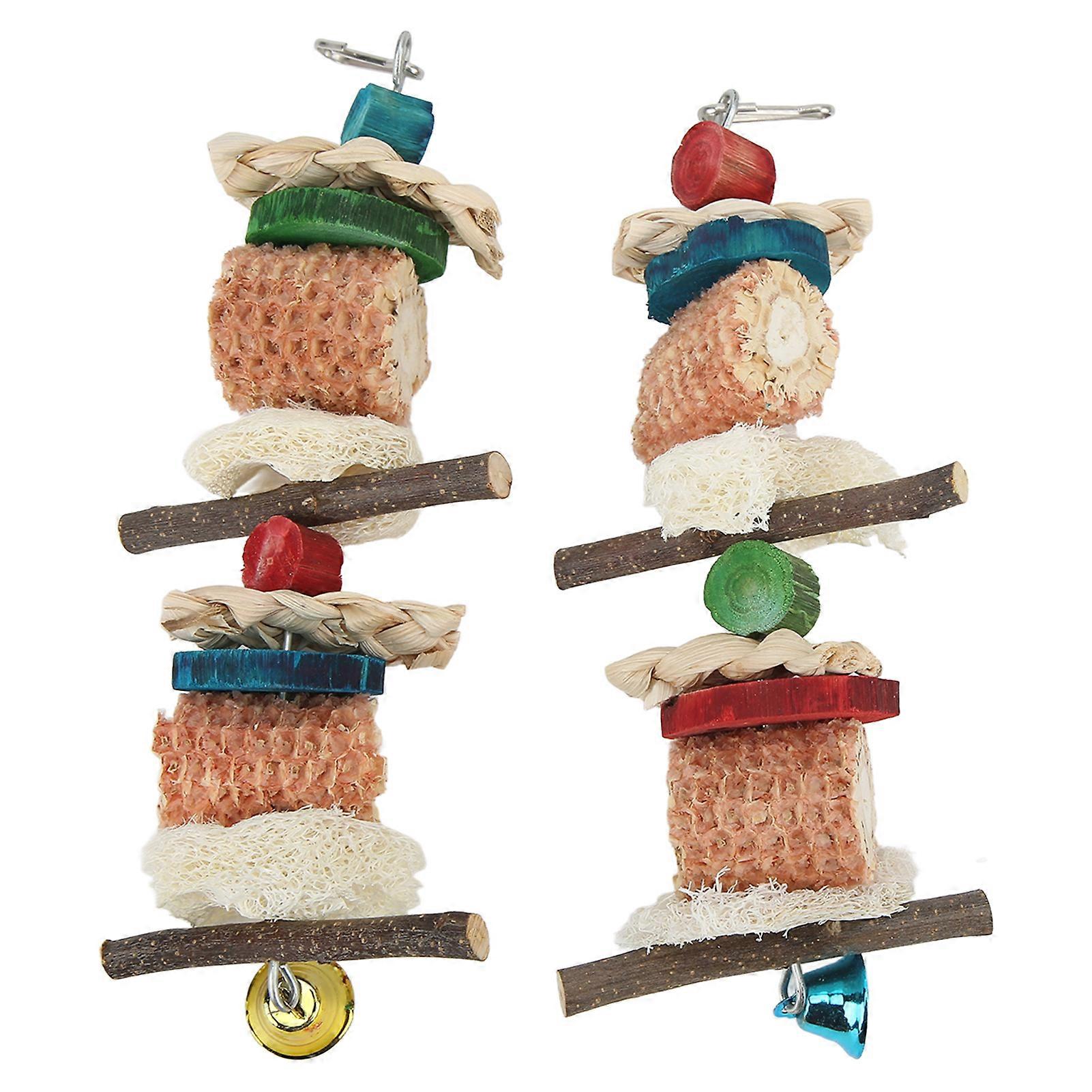 Bird Chewing Toy Natural Hanging Parrot Cage Bite Toy for Small To Medium Sized BirdsType A