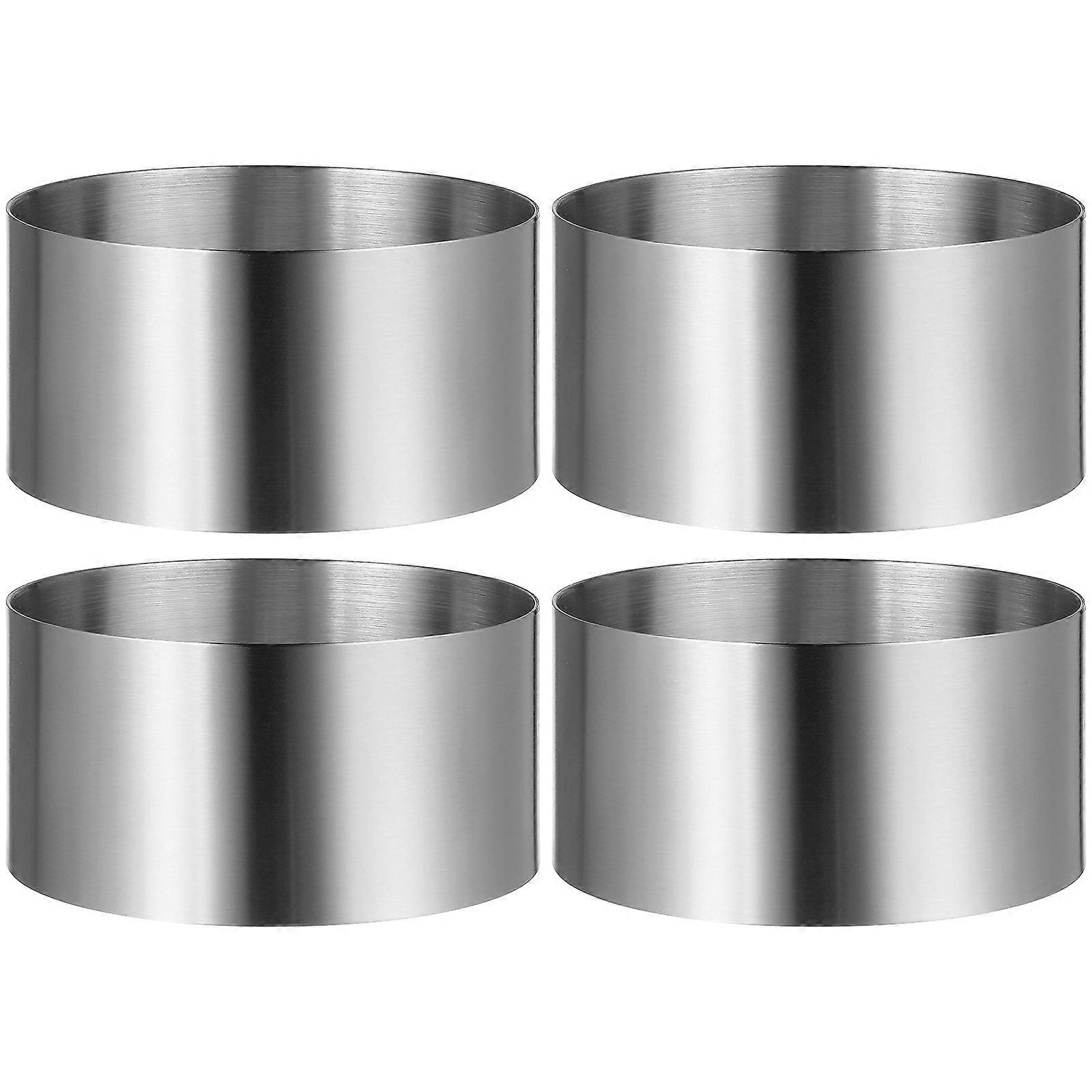 4pcs Round Stainless Steel Cake Molds for Baking, Lightweight & Easy to Clean Kitchen Tools for Cakes, Mousse, and Cookies