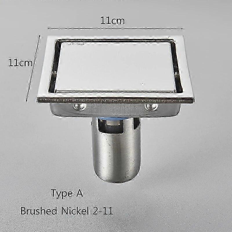 Invisible Square Floor Drain for Bathroom with High Flow - Available in Nickel, Black, Gold, and Chrome Finishes