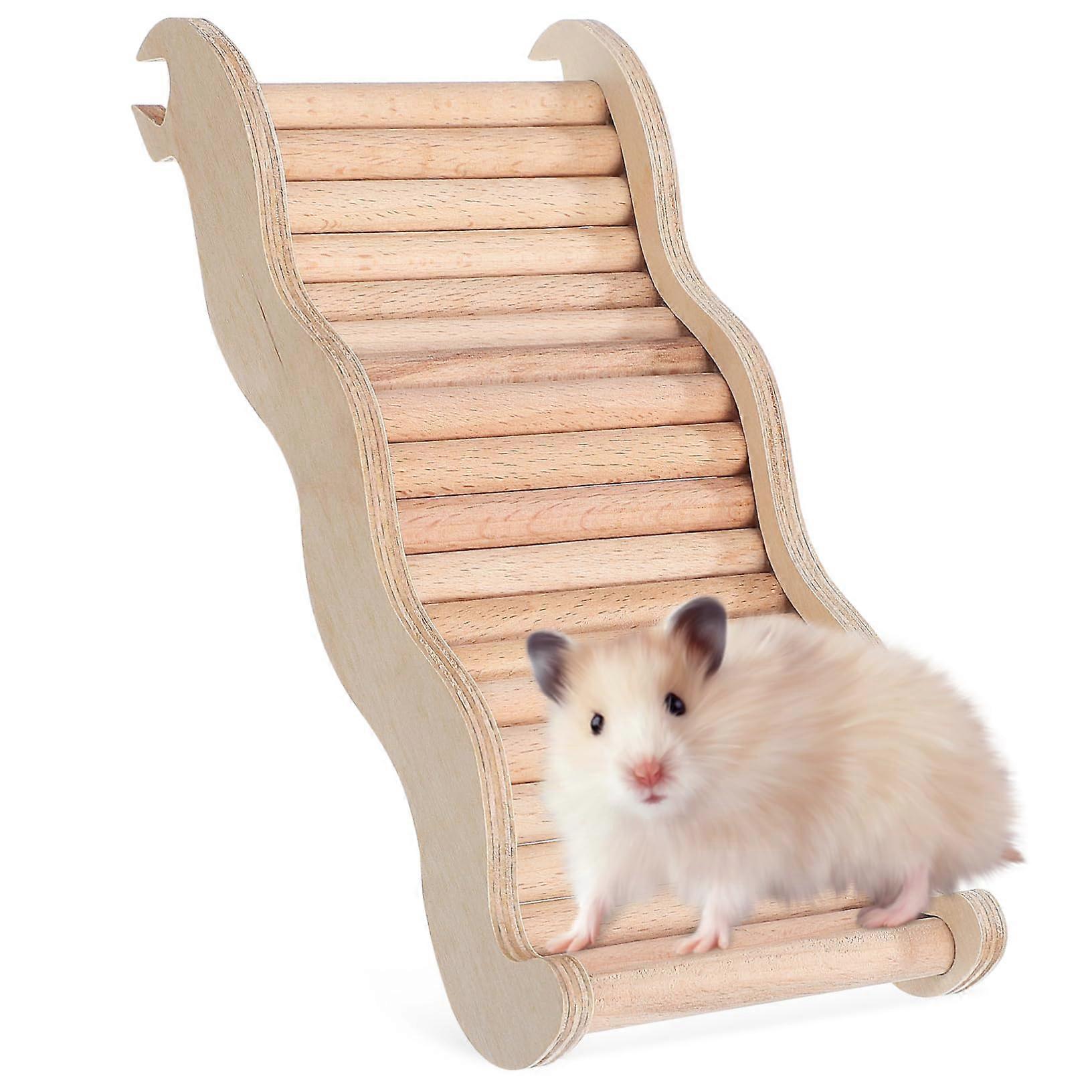 Hamsterleiter Wooden Hamster Ladder Bridge Climbing Toy, Reptile Ladder Bearded Dragon Wave Design Pet Cage Accessory