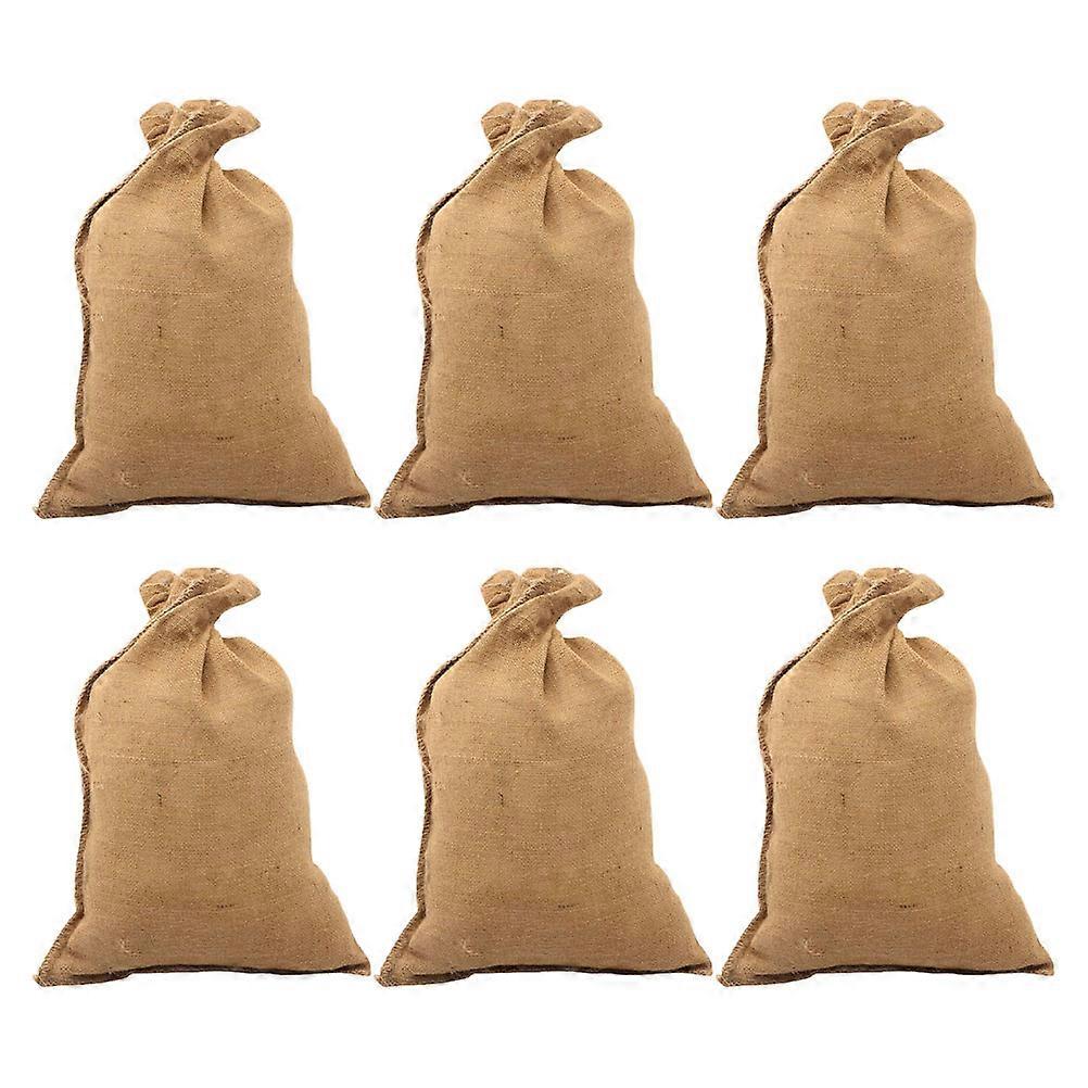 ジャガイモ用黄麻布バッグ再利用可能な織りジュートポテトバッグガーデニング用通気性食品収納60.00X40.00CM 6個