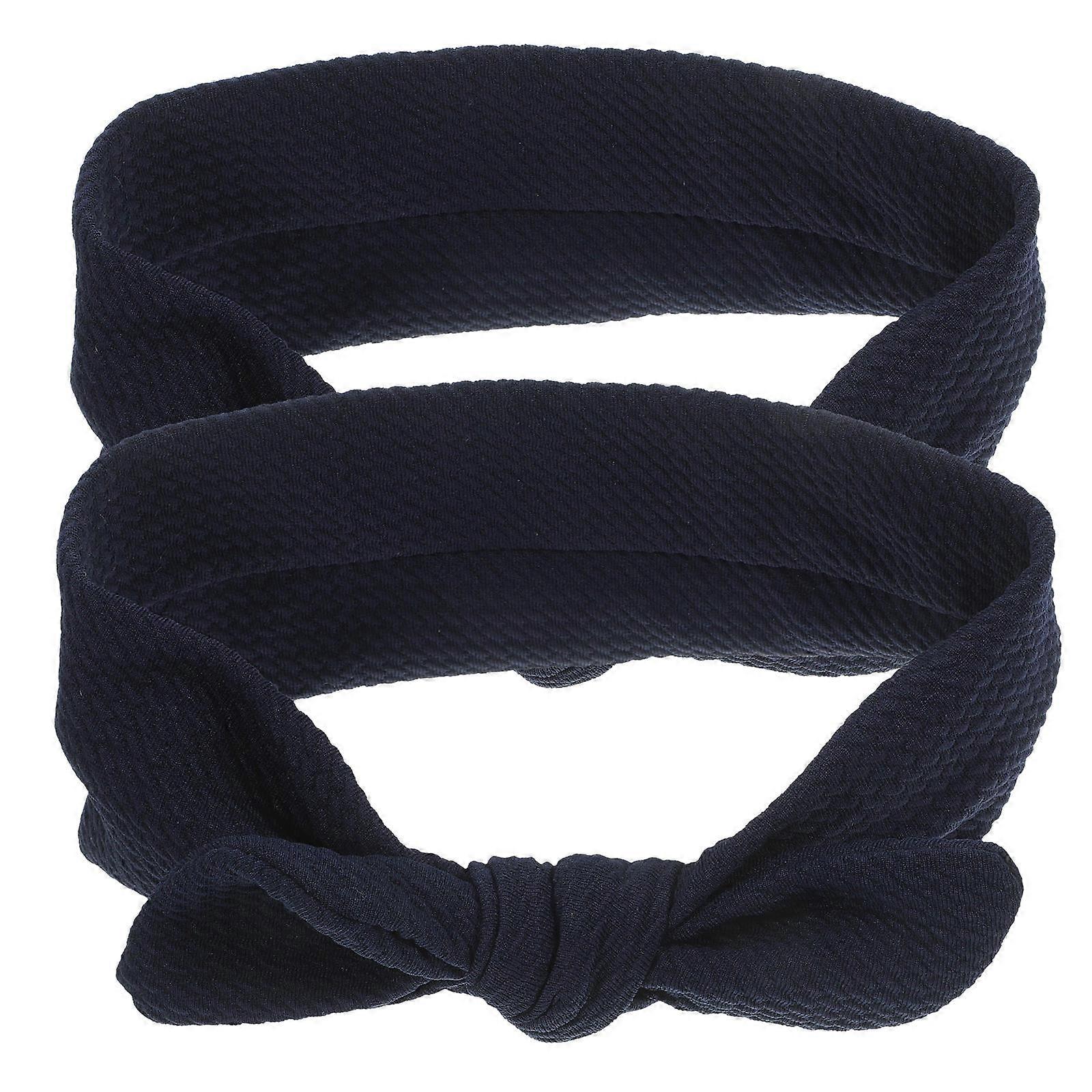 Elastic Pet Bow Headbands for Dogs and Cats – Comfortable Stretchy Polyester Puppy Hair Bows – Large Adorable Bowknot Grooming Accessories – Navy Blue