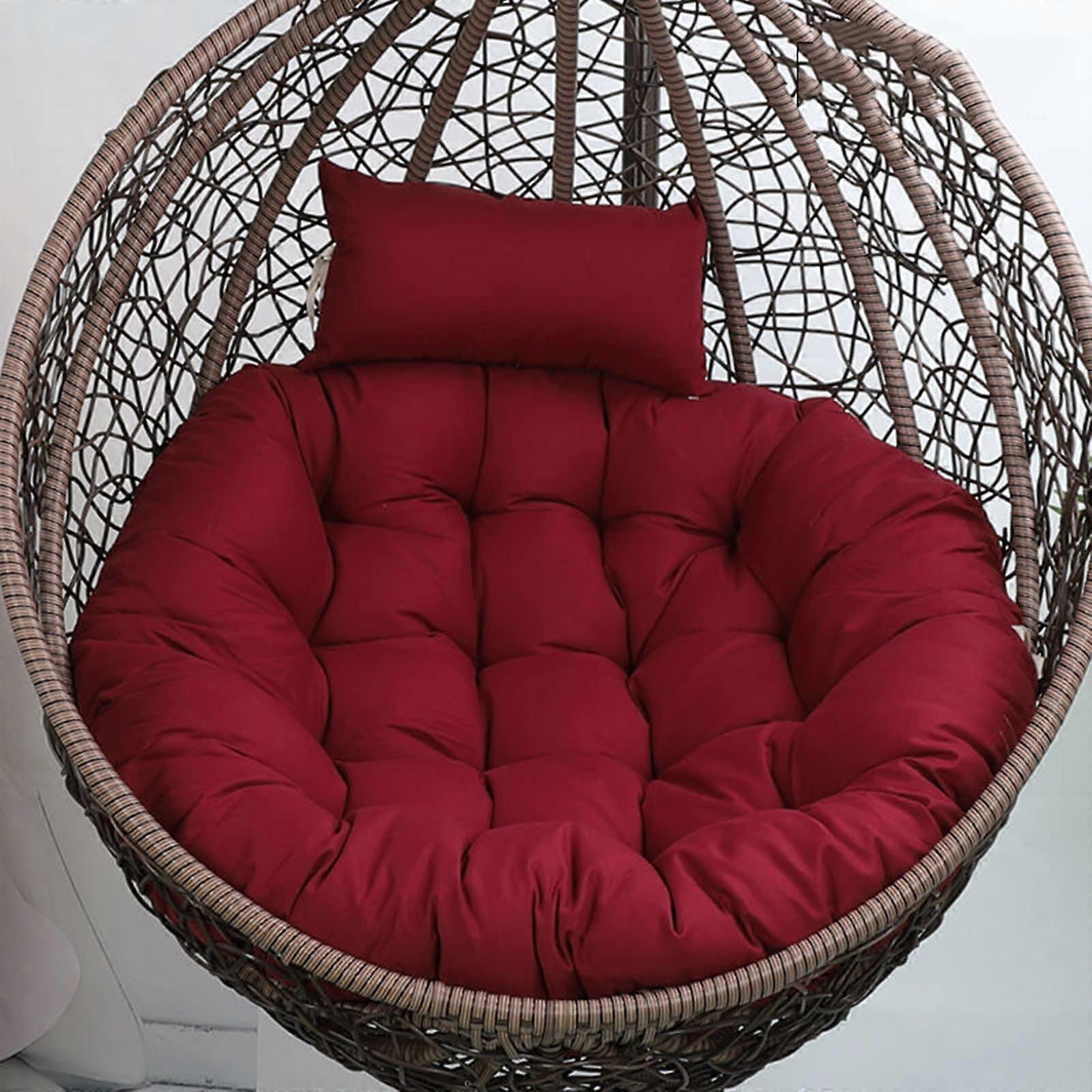 Thick hanging chair cushion with pillow, soft and comfortable, rocking chair cushion for indoor and outdoor use, fuchsia, 105 x 90 cm