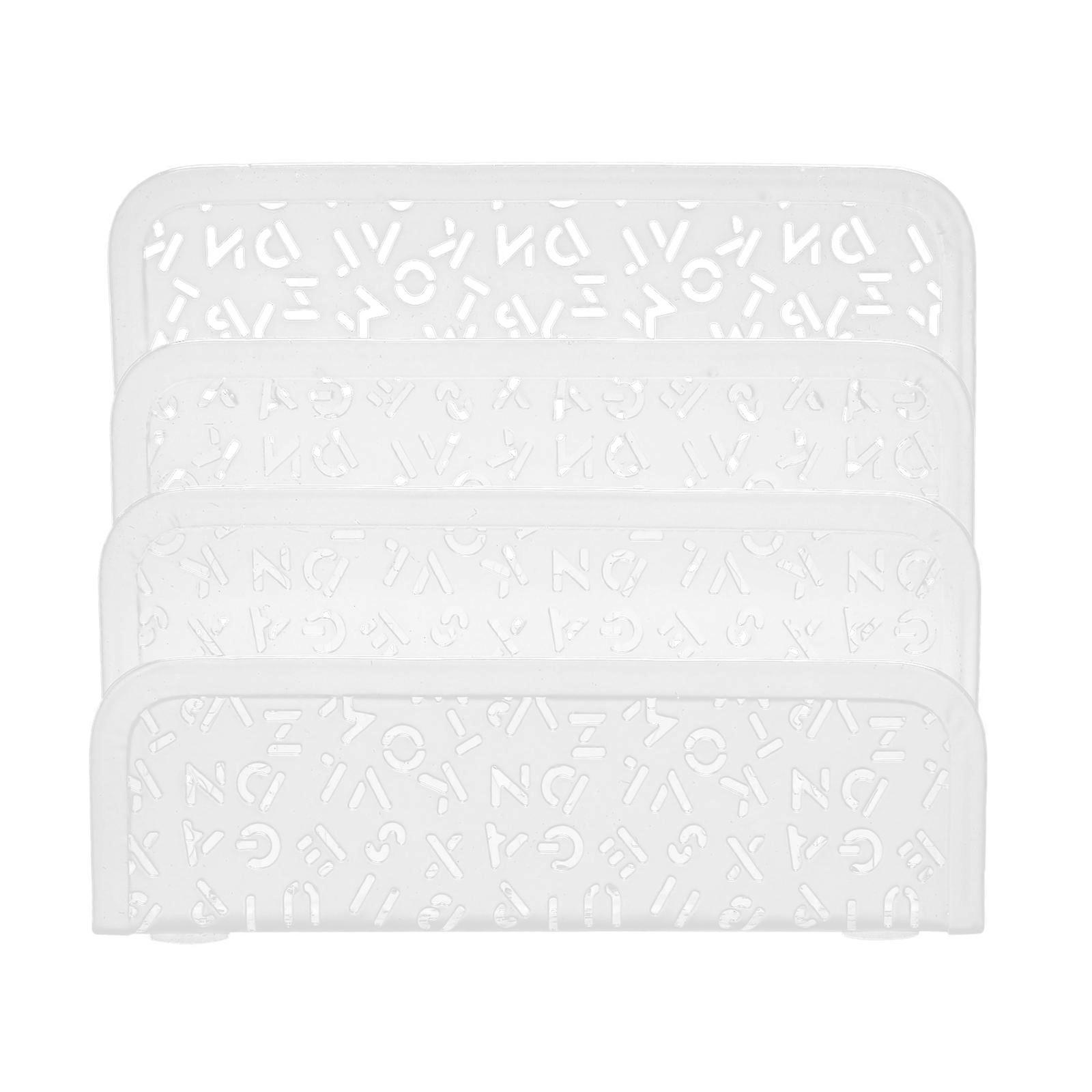 White Iron File Holder for Storage Use Modern Desk Organizer with Smooth Grid Lines 1pc