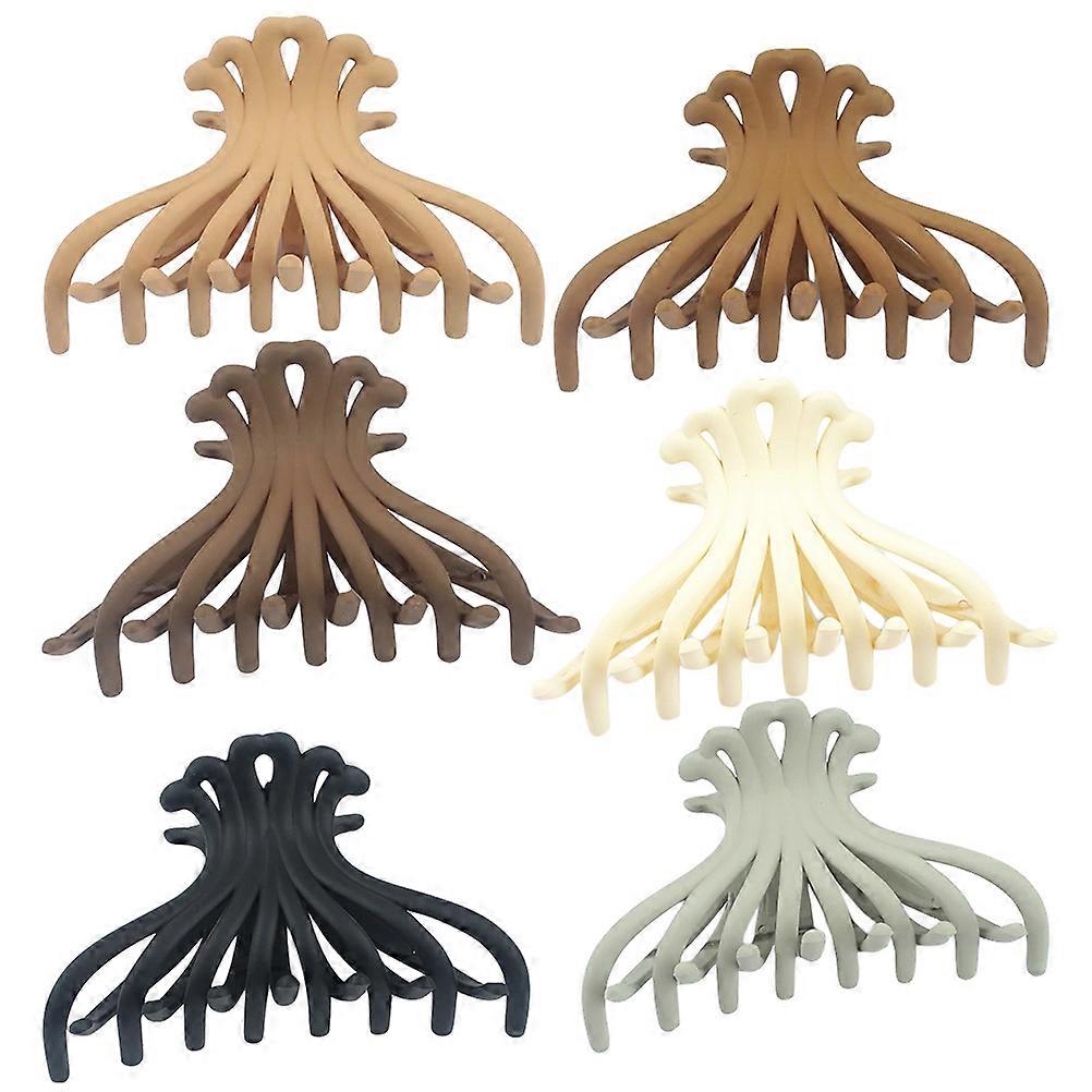 6個の大きな滑り止めヘアクロークリップ、太いヘアスタイリング用バレッタ、女性用、バス&デイリーユース、ミックスカラーアクリルクランプ