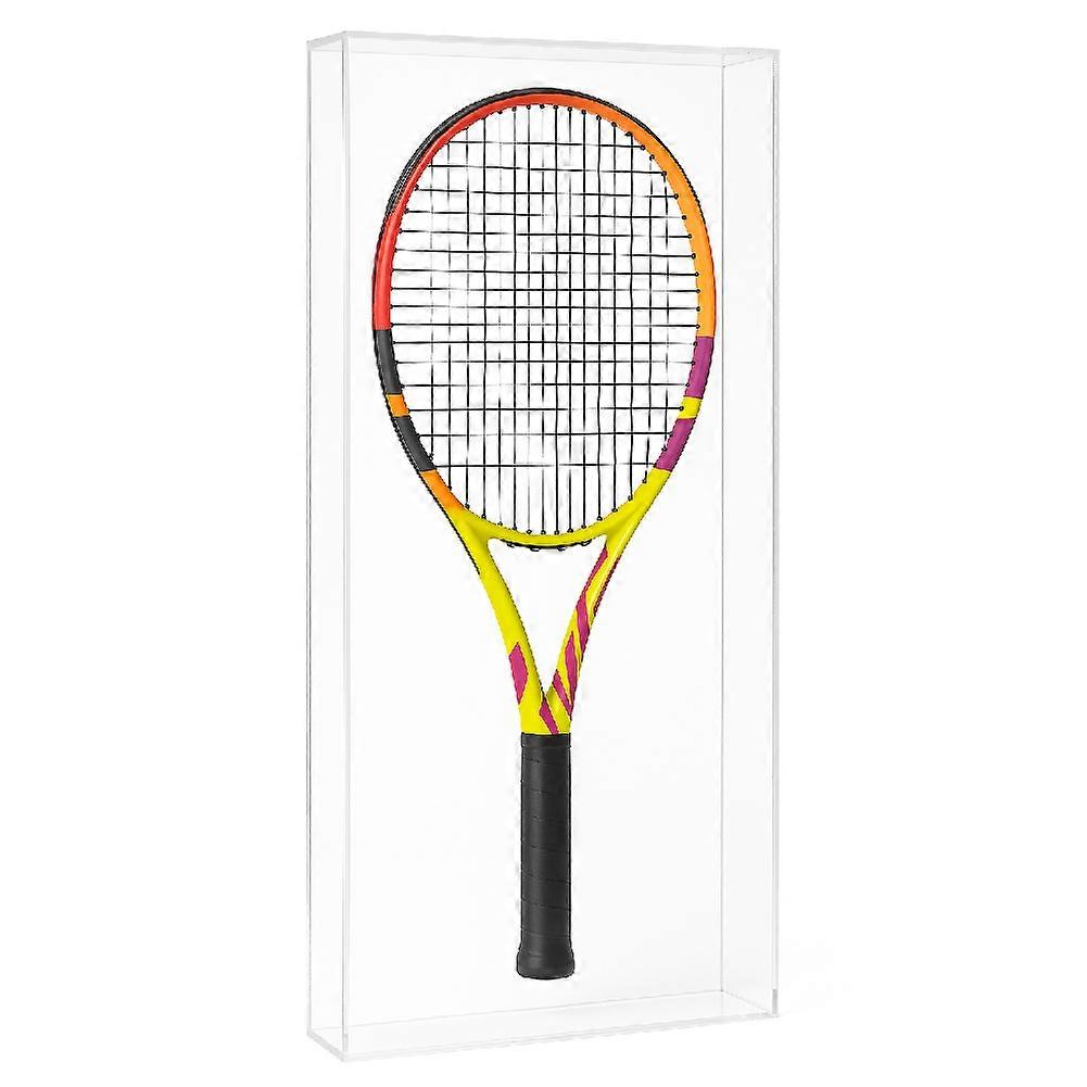 OnDisplay Acrylic Tennis Racquet Display Case – Wall Mount Holder with Clear Luxe 5mm UV Protecting Acrylic Panels – Sports Memorabilia Frame Box with Removable Sliding Top