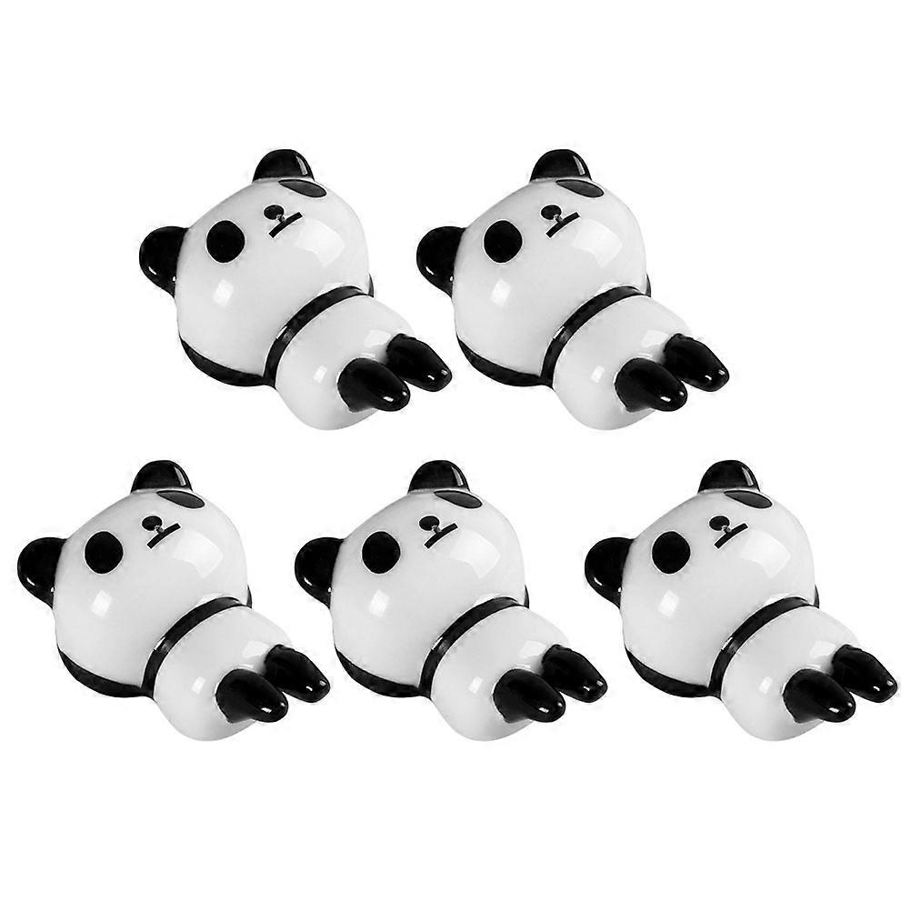 Panda Chopsticks Stands Ceramic Tableware Holder Home Black 5Pcs