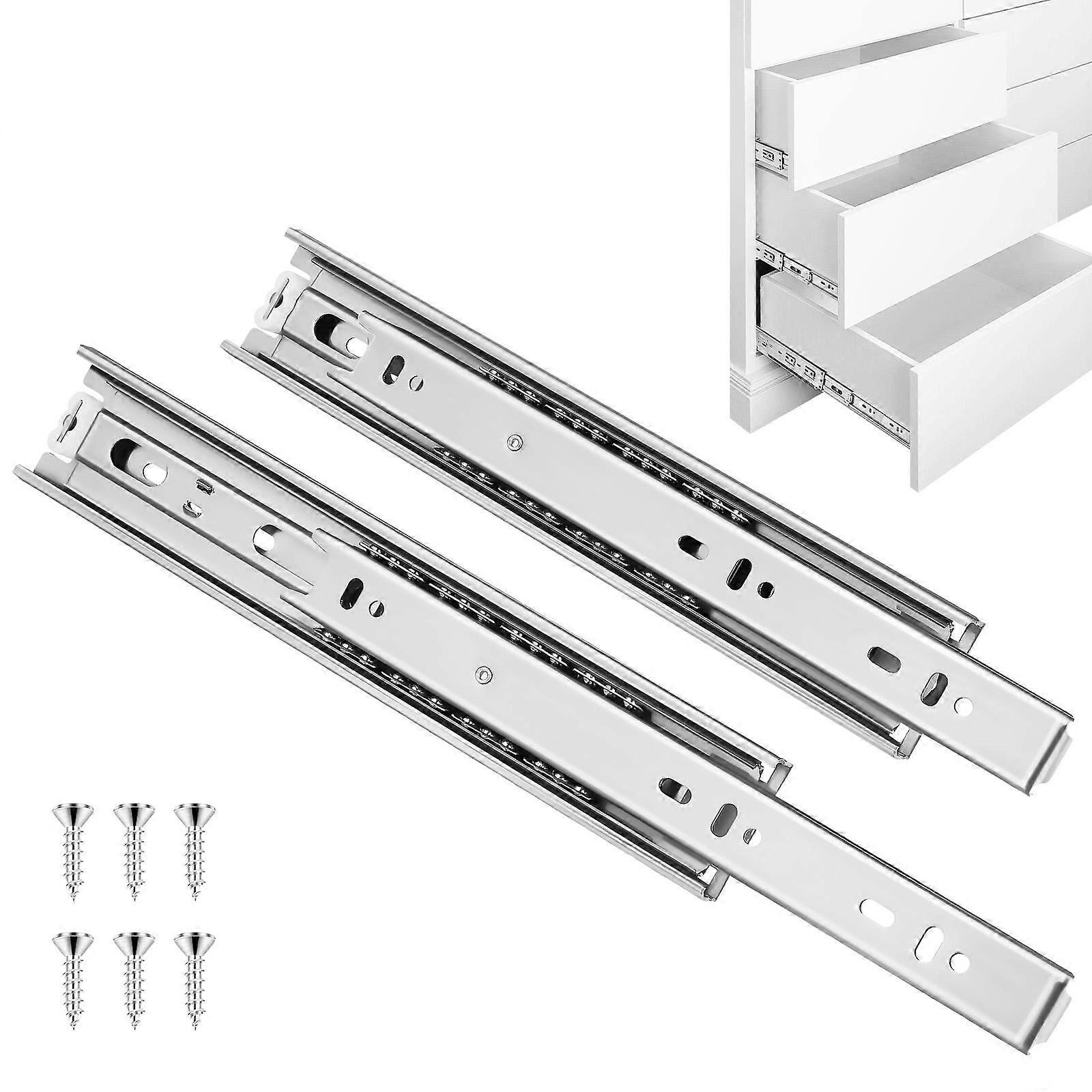 Sliding Drawer Slides Cabinet Furniture Drawer Slides Easy Installation Quiet Operation 304 Stainless Steel 2 Pcs