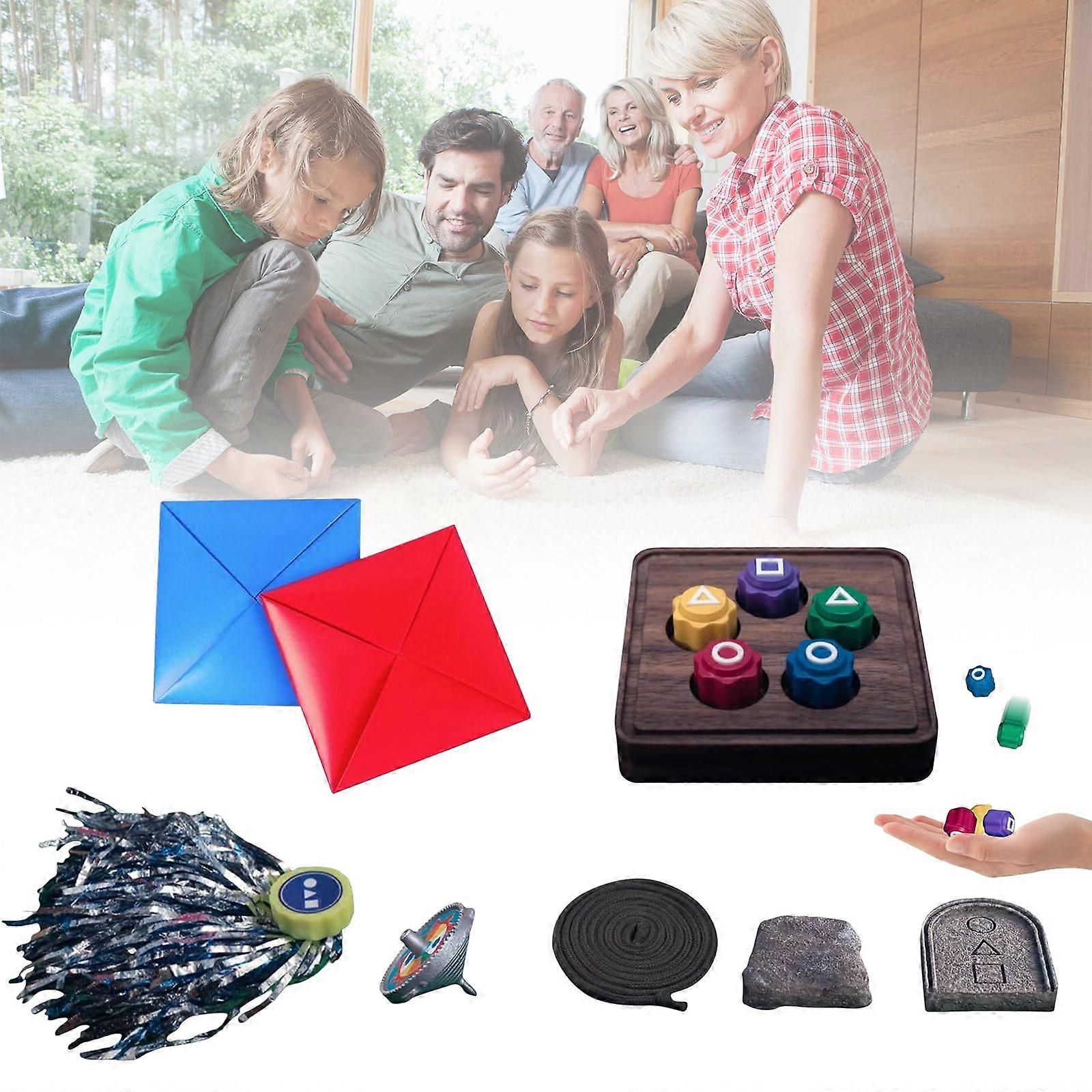 Gonggi Game Set - Korean Traditional Stones Jacks Play Game with Colorful Pebbles for Kids and Adults, 25 Pieces