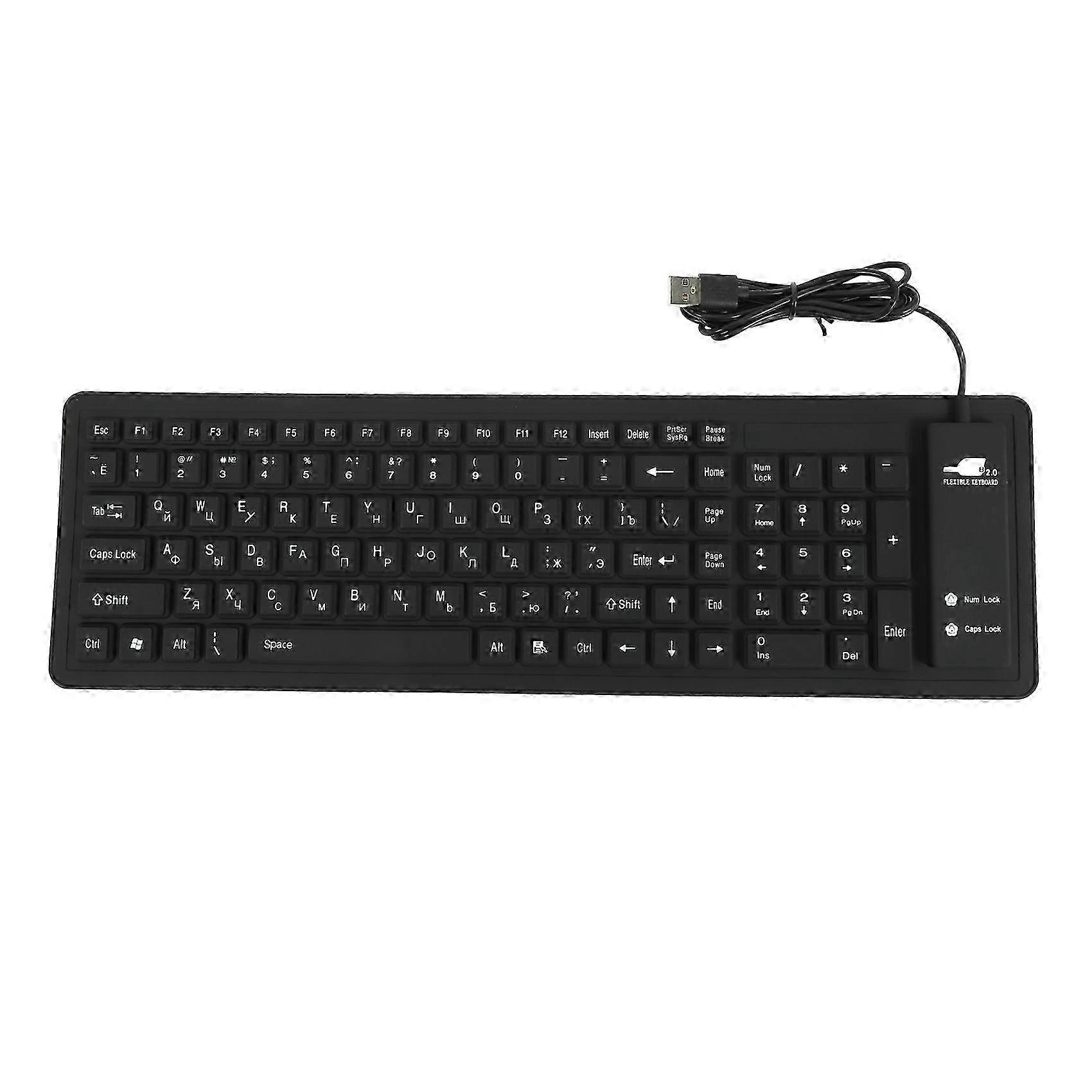 103-Key USB Silicone Keyboard with Russian Layout - Flexible, Waterproof Typing Solution