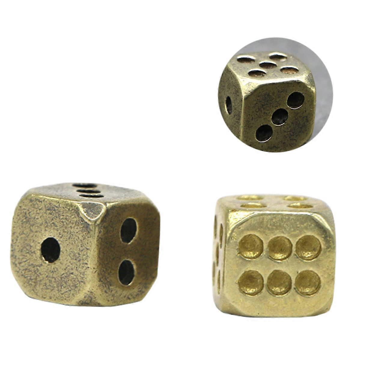Brass Dice 2 Pieces Made From Pure Copper Bar Accessory For Board Games And Creative Leisure