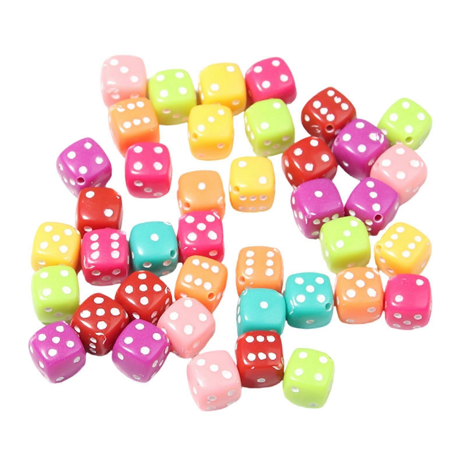 Game Dice 50-Piece Colorful Six-Sided Dice With Rounded Corners Includes Spacer Beads Real Color Board Game Accessories