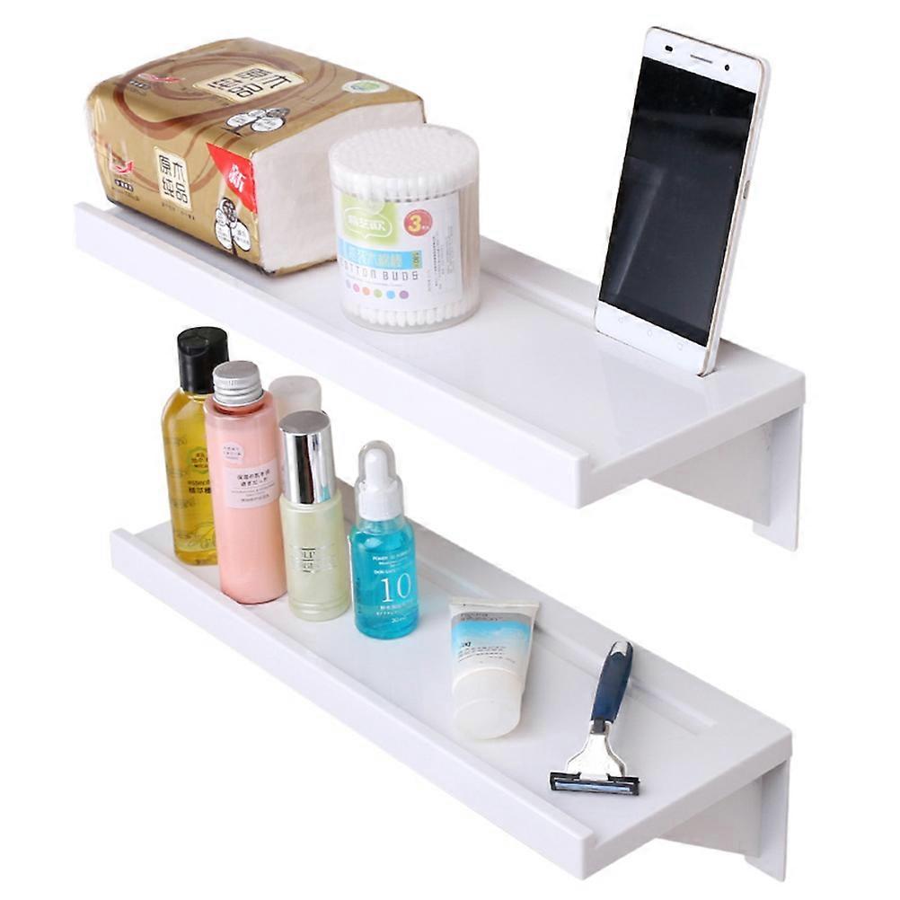 White Plastic Storage Rack for Bathroom Use Multifunctional Desk Organizer with Suction Cup 1pc