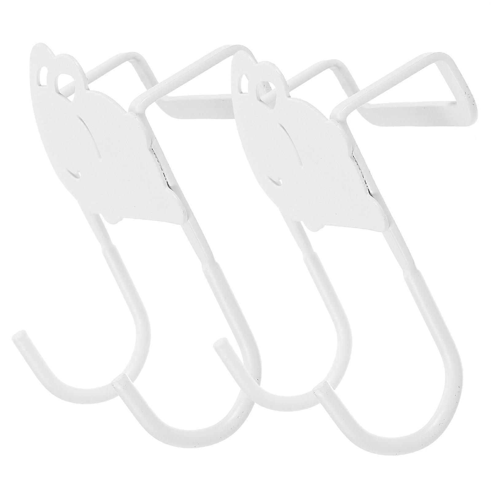Over the Door Hook Hanger with Rabbit Shape Design Silver Iron Material for Kitchen Use 2pcs