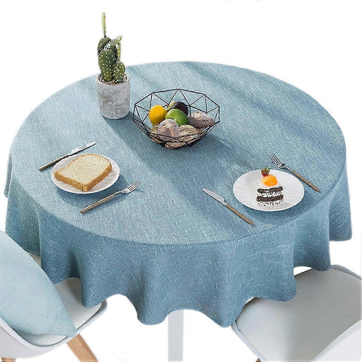 Cotton Linen Solid Color Tablecloth Round Simple Style Table Cover for Kitchen SZRH AC-