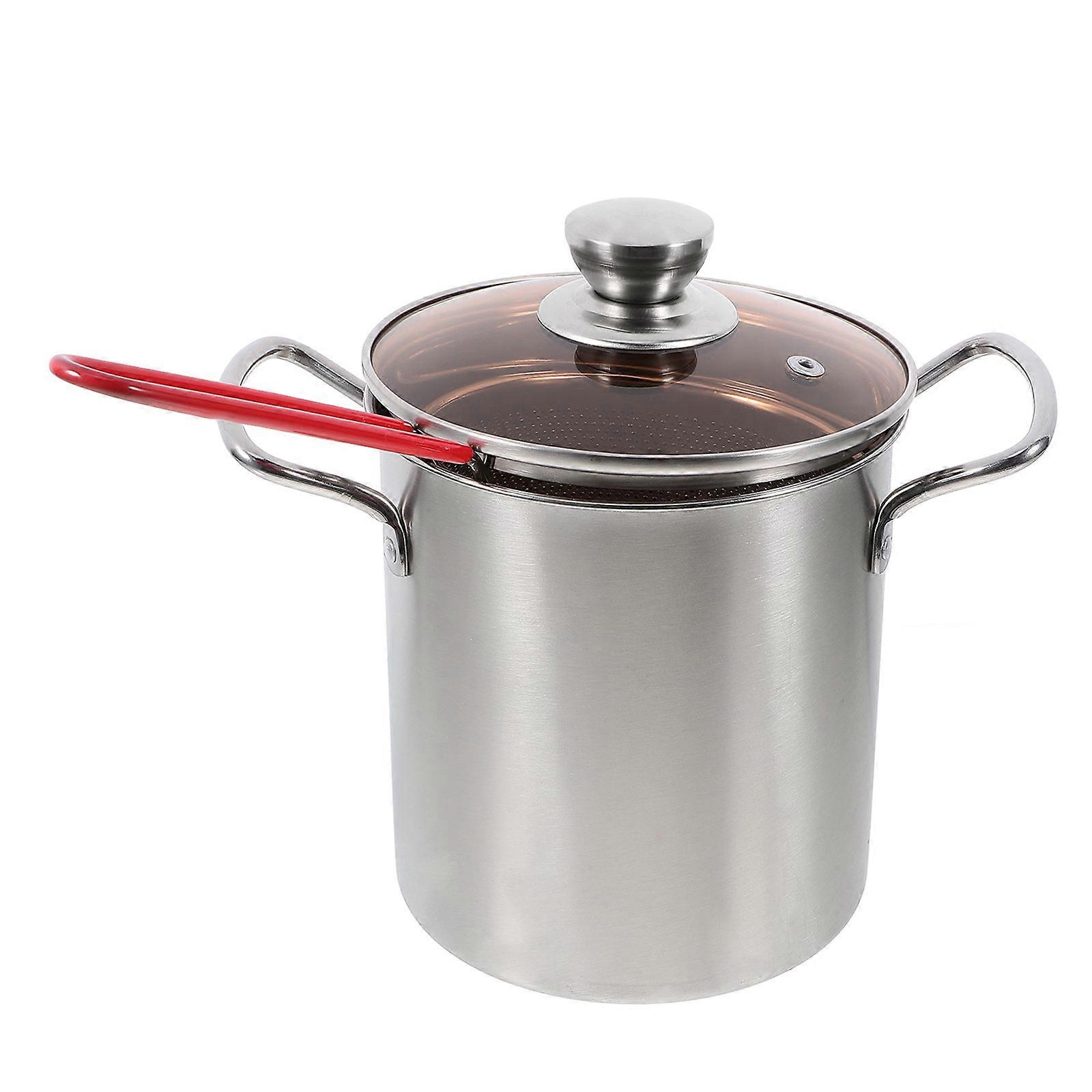 Deep Frying Pot With Basket For Breakfast Preparation Ergonomic Handle Design 1Set