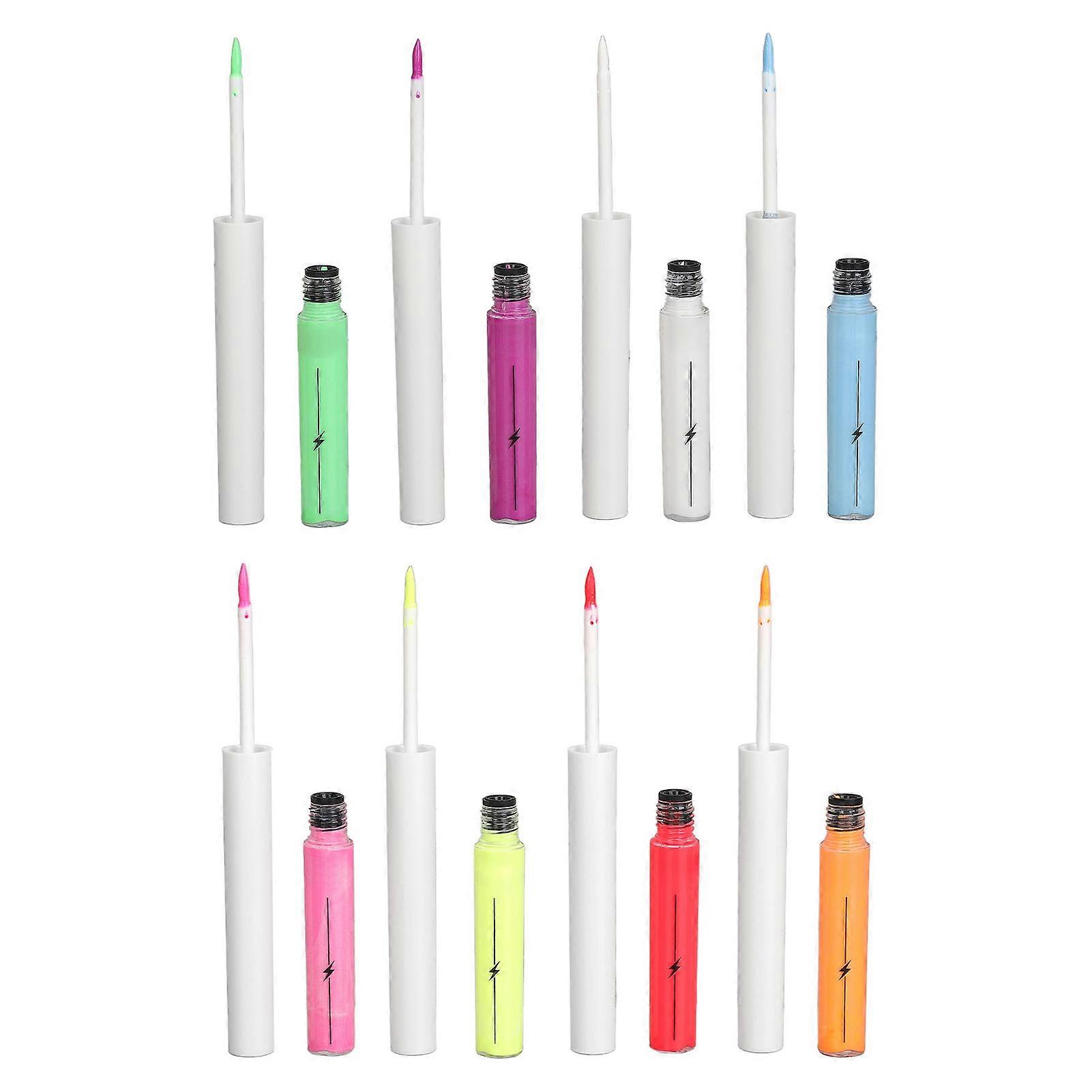 8 Colors Glow Neon Liquid Eyeliner Set Colorful Fast Drying Pigmented Neon Eyeliner Pencil for Makeup