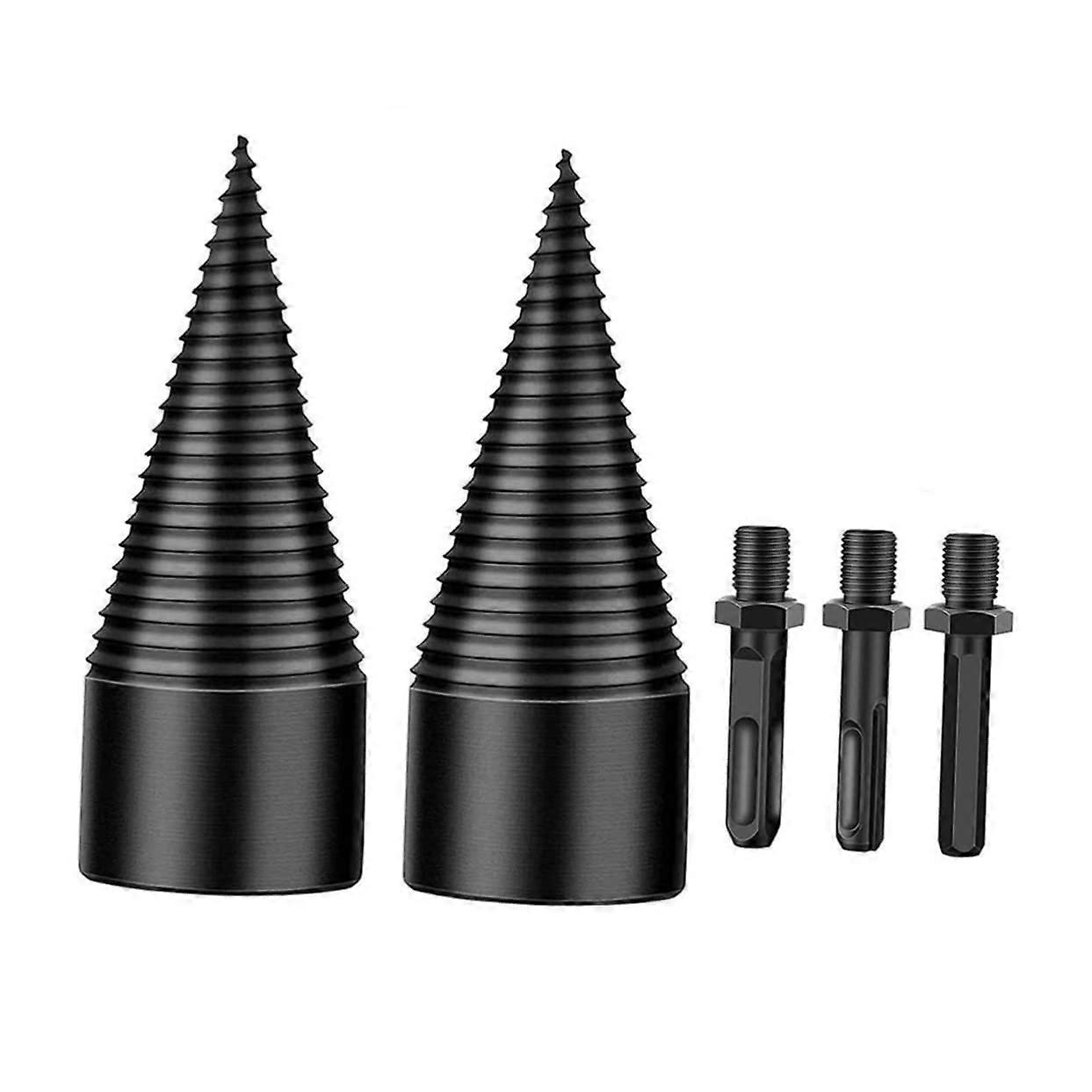 1satz Removable Wood Splitter Drill Bit for Hand Drill, Heavy-Duty Design, Includes Extensions and Various Drill Heads