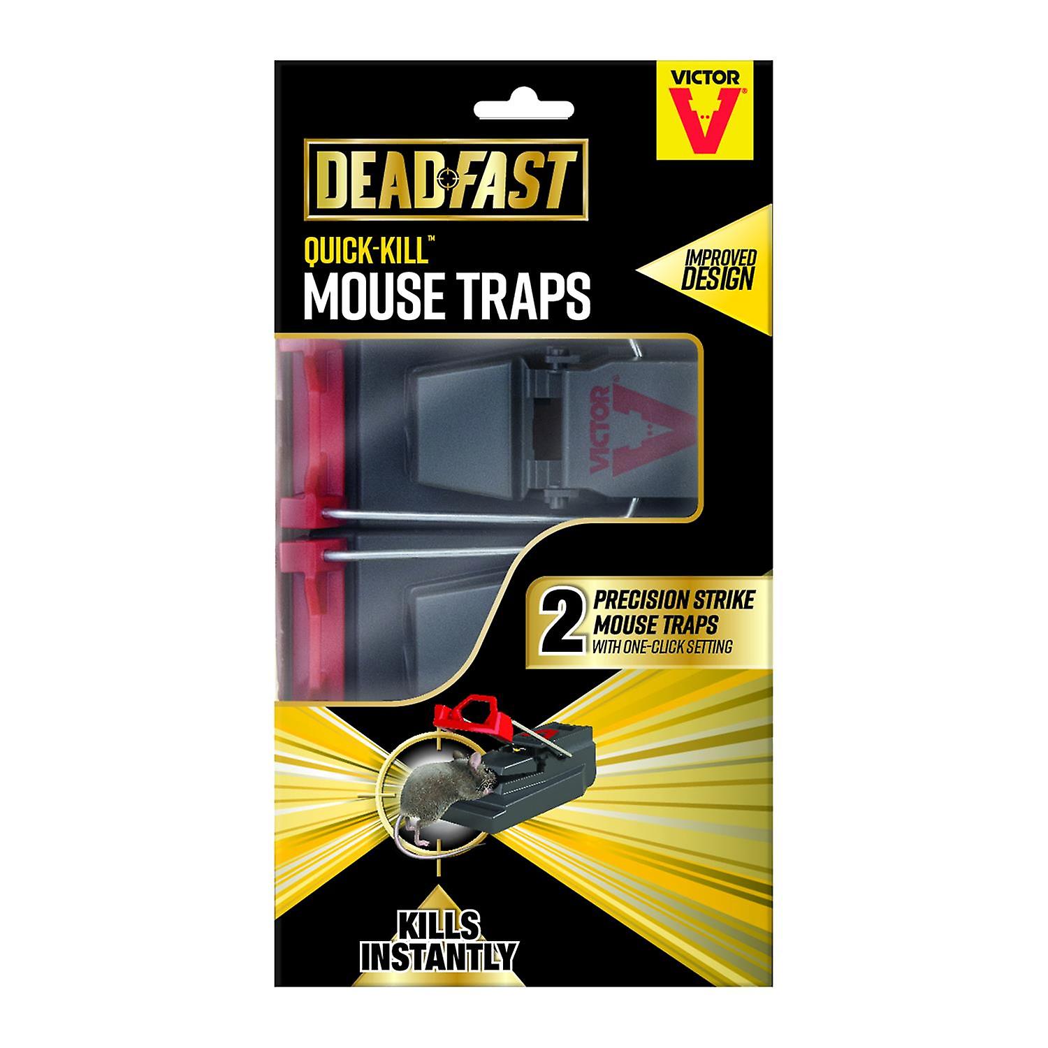 Deadfast Quick Kill Mouse Trap One-Click Setting Rodent Control Twin 2 Pack