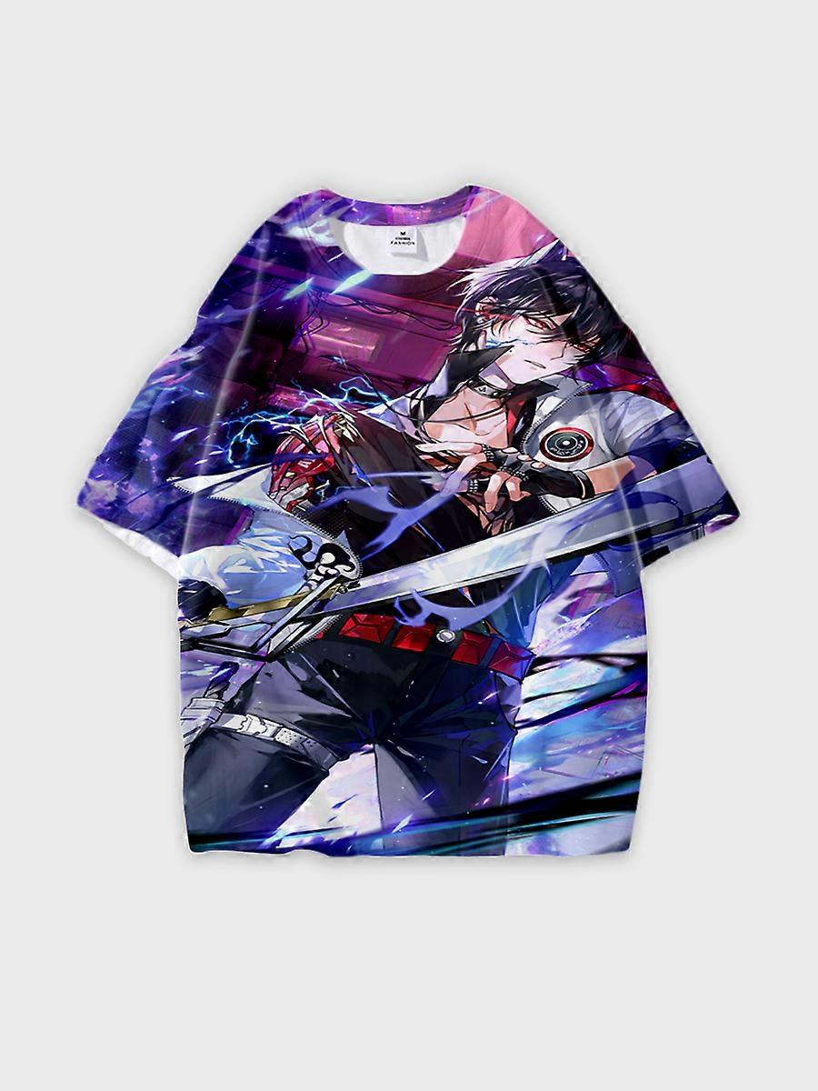 T-shirt round neck Role Pattern loose short sleeve E2188