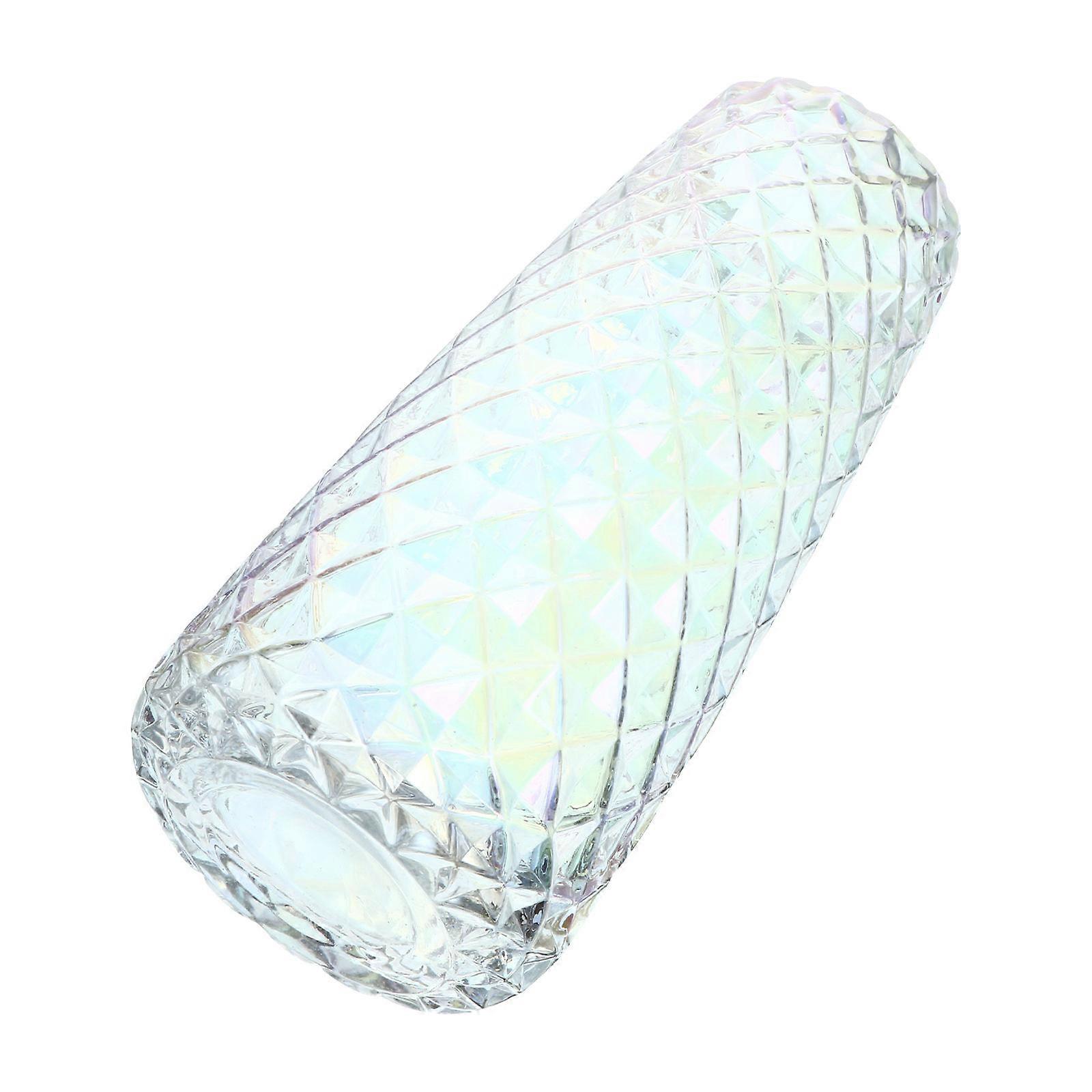 Pineapple Pattern Clear Electroplated Glass Vase Flower Container Ideal For Dining Room 21X10X10CM Leak-Proof 1Pack