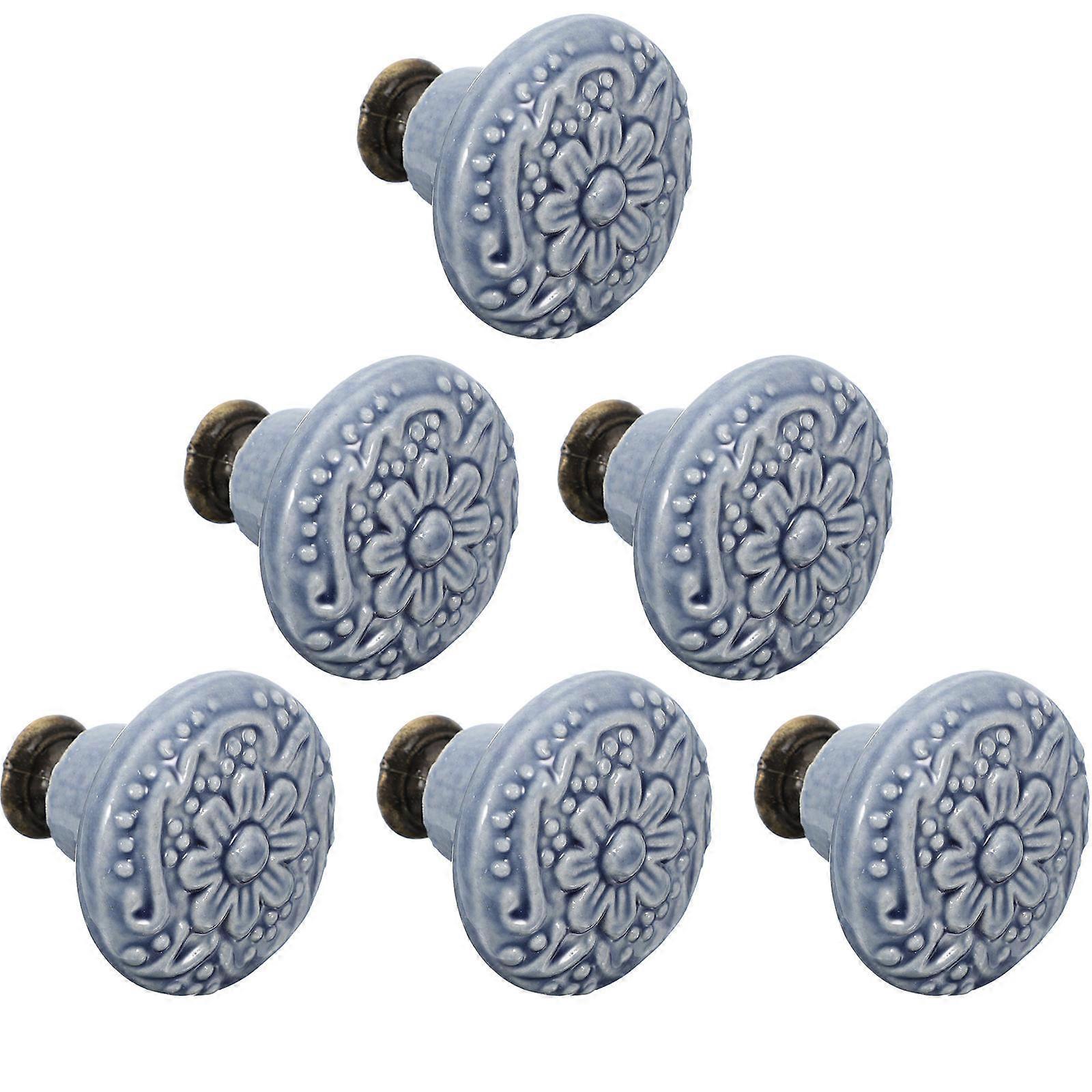 6pcs Decorative Ceramic Drawer Knobs for Cabinets and Dressers