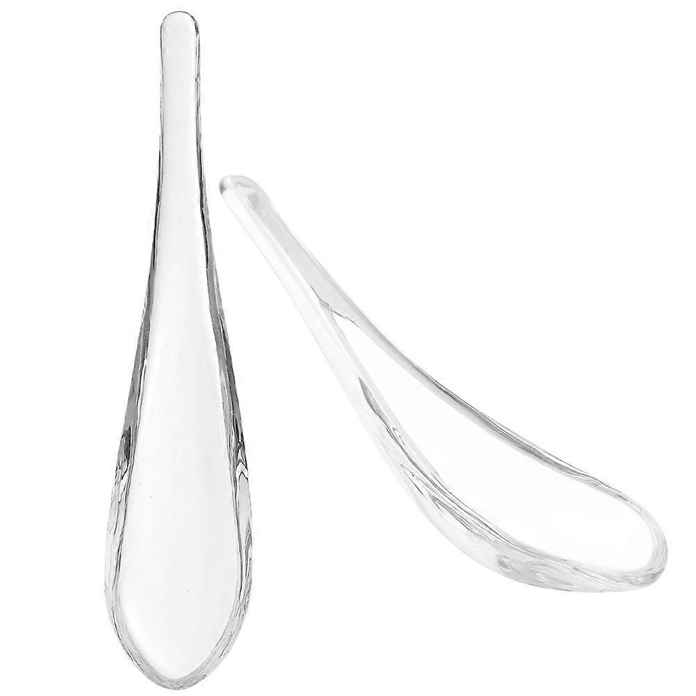 Transparent Glass Spoon for Home Use Kitchen Essentials with Comfortable Handle 2pcs