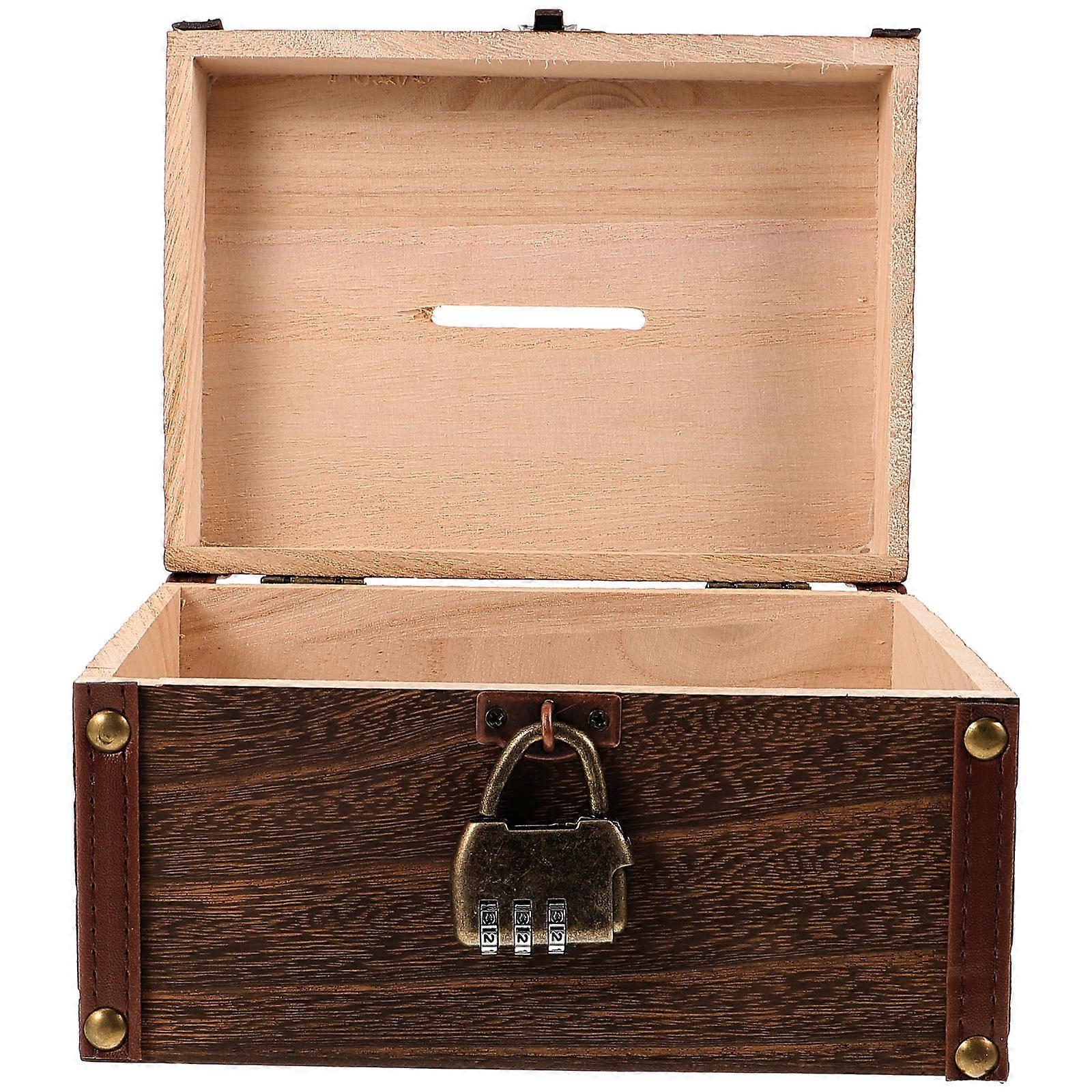 קופסת אחסון תכשיטים בסגנון רטרו לאביזרים עם כיסוי צירים עשוי עץ שימוש ביתי מעשי